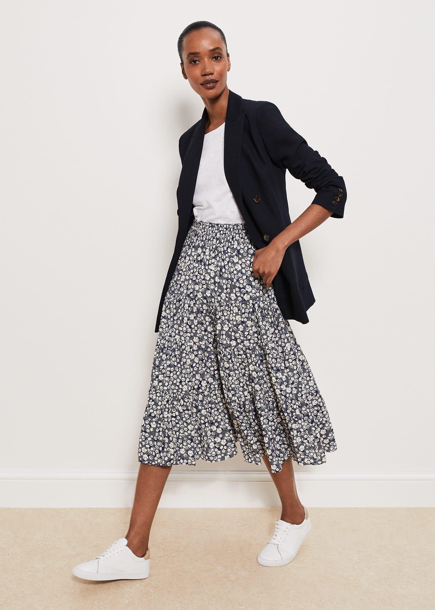 Cavendish Skirt, Navy Buttrcream, hi-res