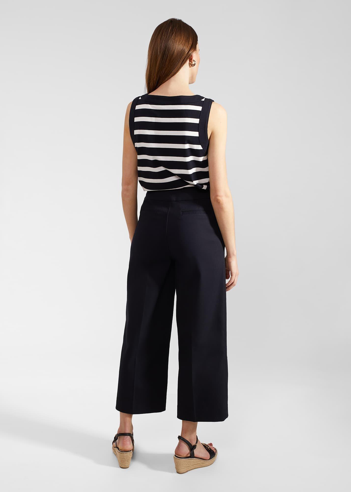 Simone Crop Trousers With Cotton, Navy, hi-res