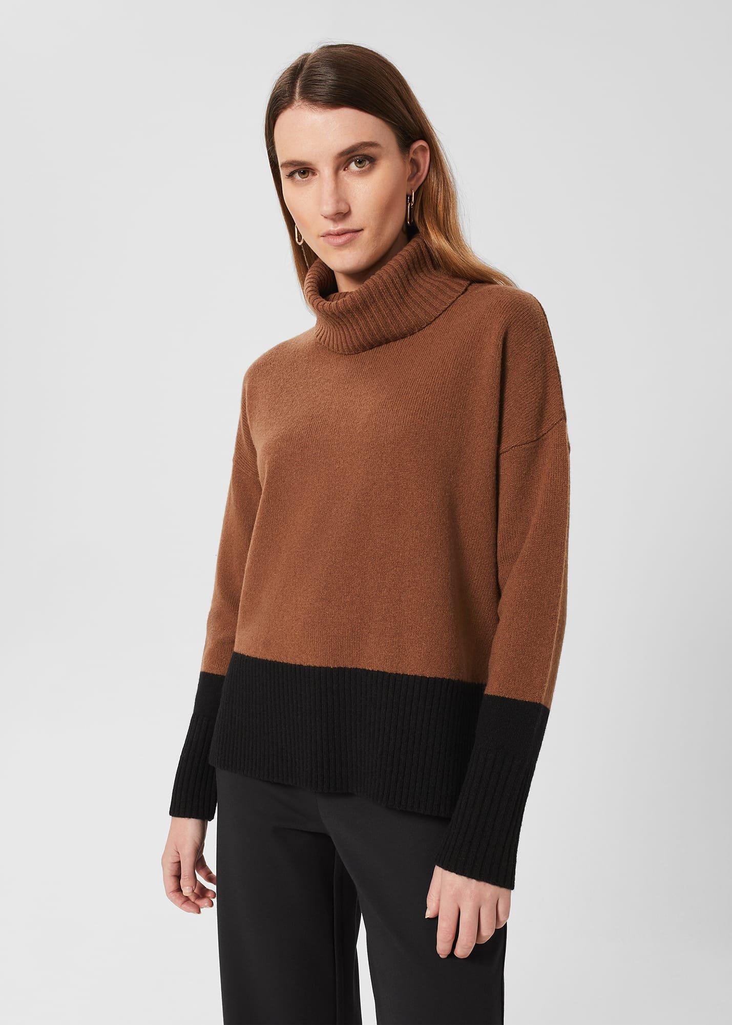 Melodie Merino Wool Jumper, Toffee Black, hi-res