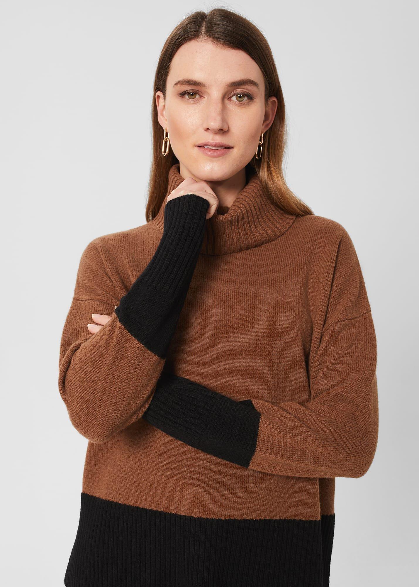 Melodie Merino Wool Jumper, Toffee Black, hi-res