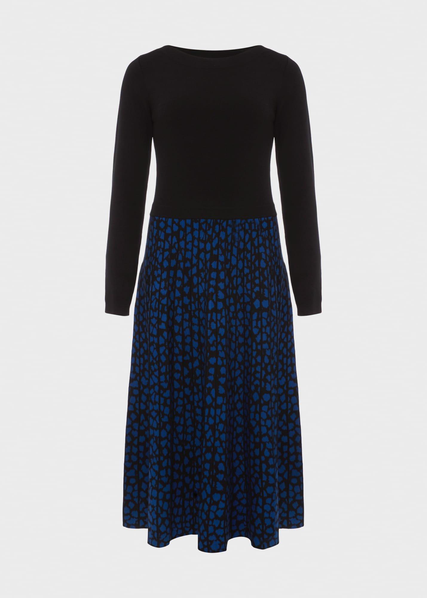 Petite Elena Knitted Dress, Black Blue, hi-res