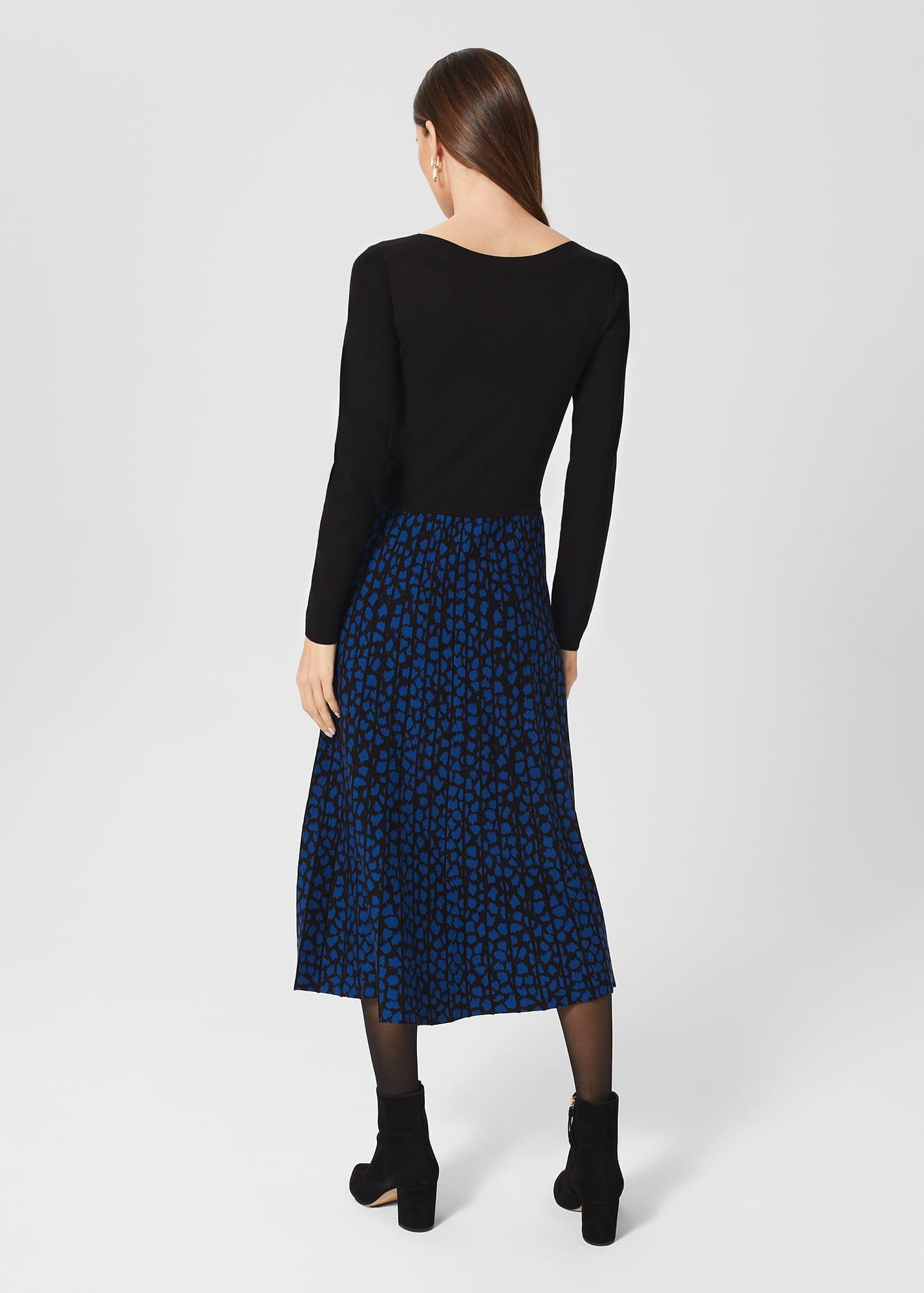 Petite Elena Knitted Dress, Black Blue, hi-res