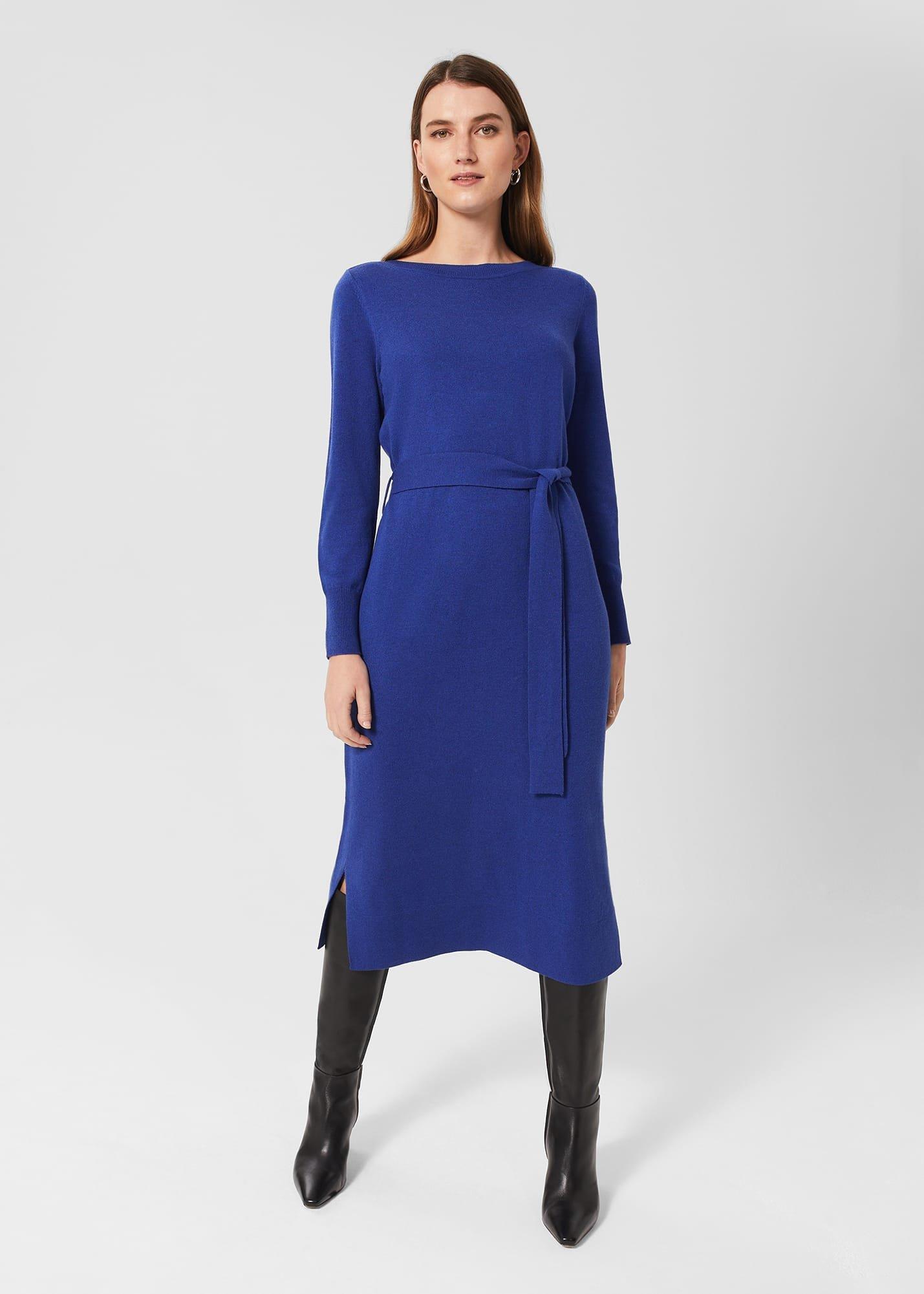 Eloise Knitted Dress, Cobalt Blue, hi-res