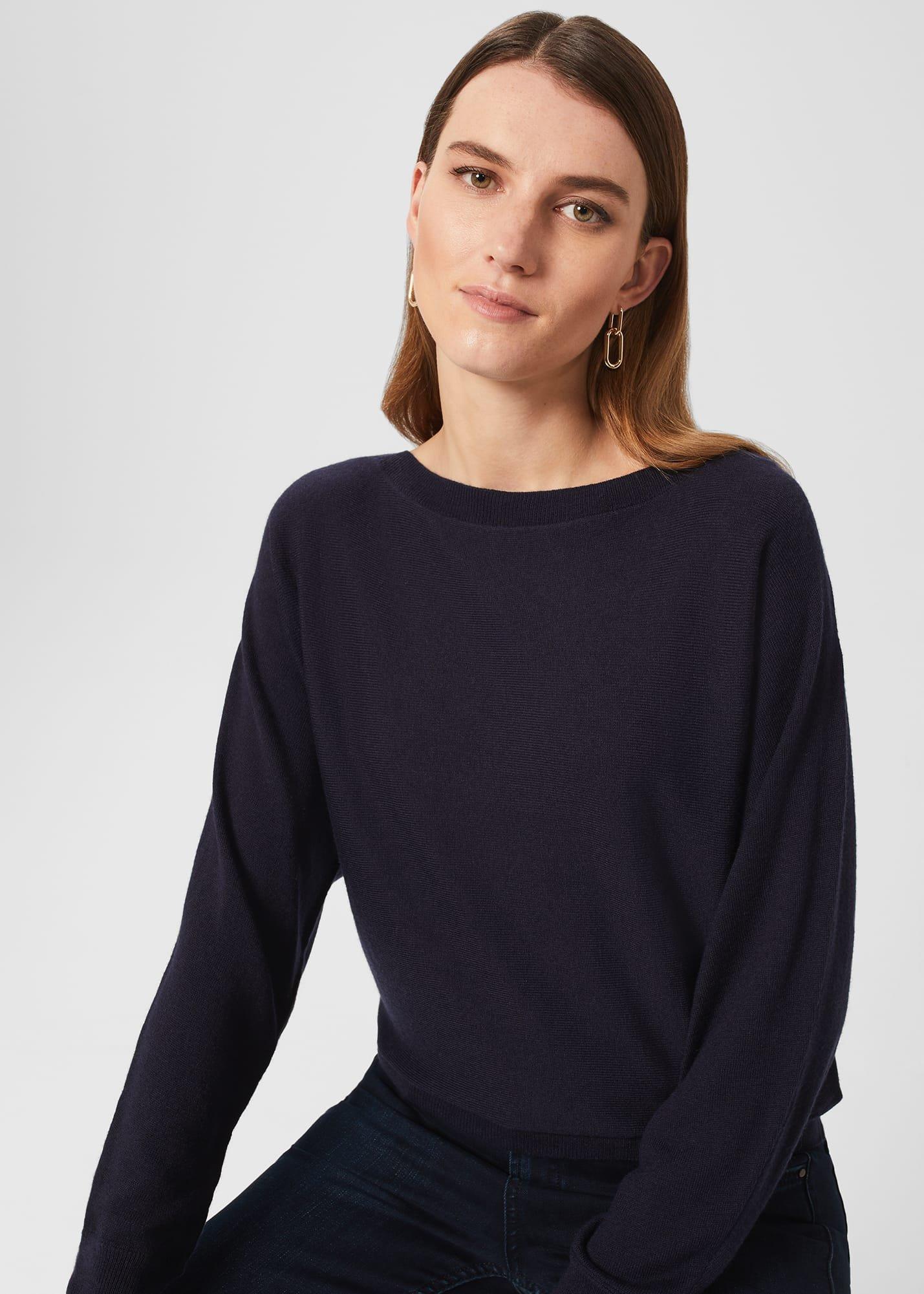 Lucia Jumper With Cashmere, Hobbs Navy, hi-res