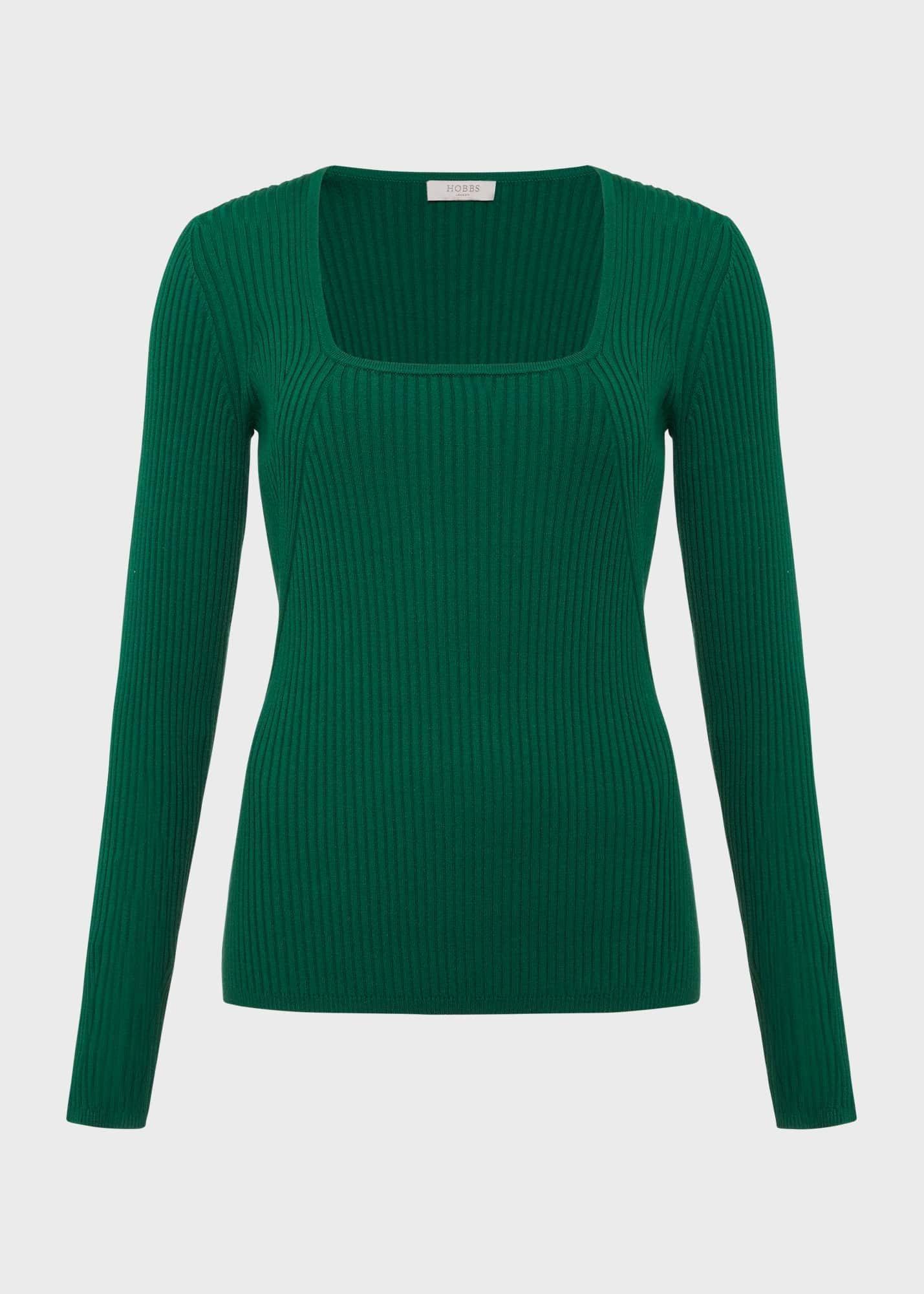 Bethan Knitted Top, Evergreen, hi-res