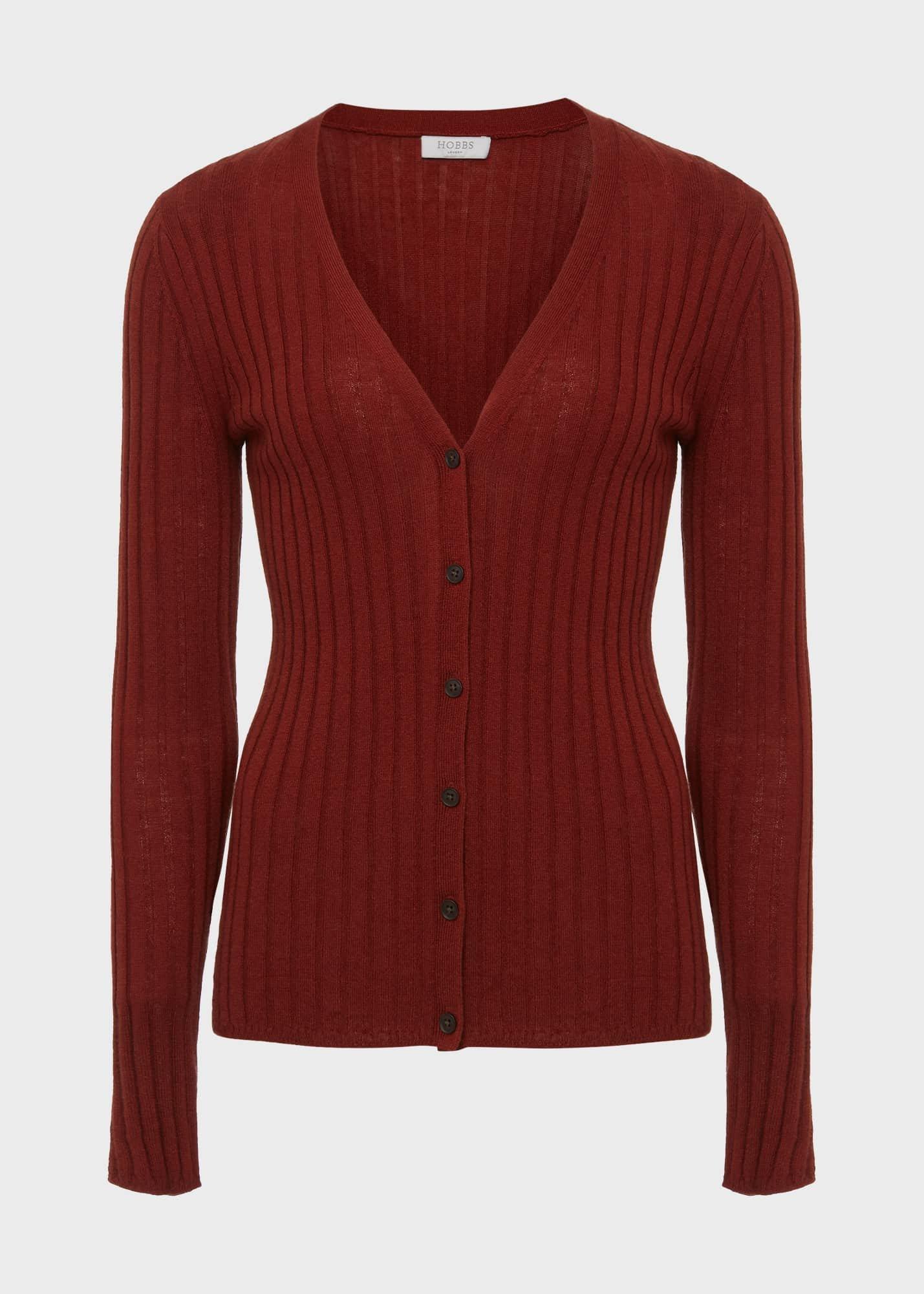 Aria Ribbed Cardigan, Dark Pecan, hi-res