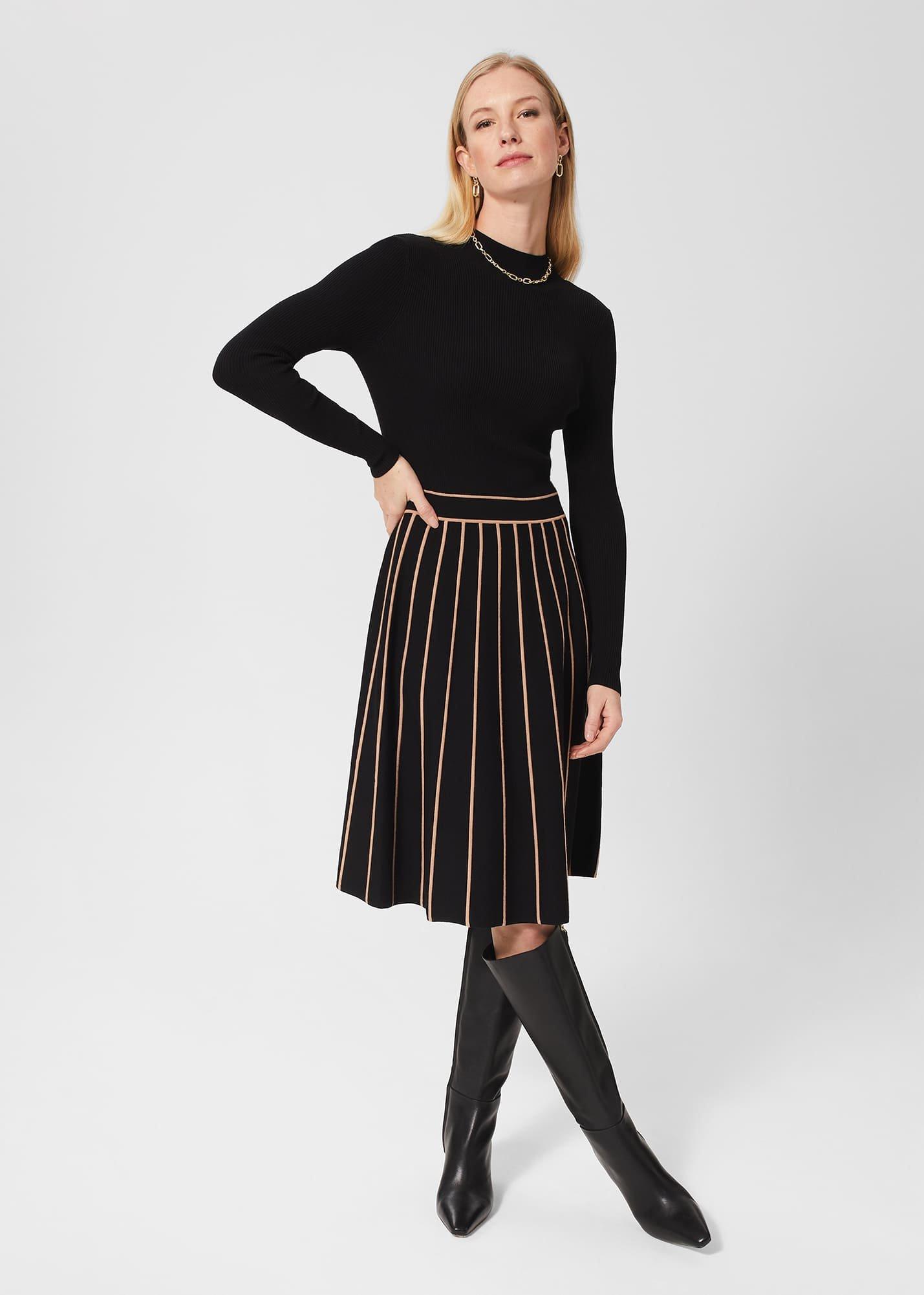 Petite Lena Knitted Dress, Black Stone, hi-res