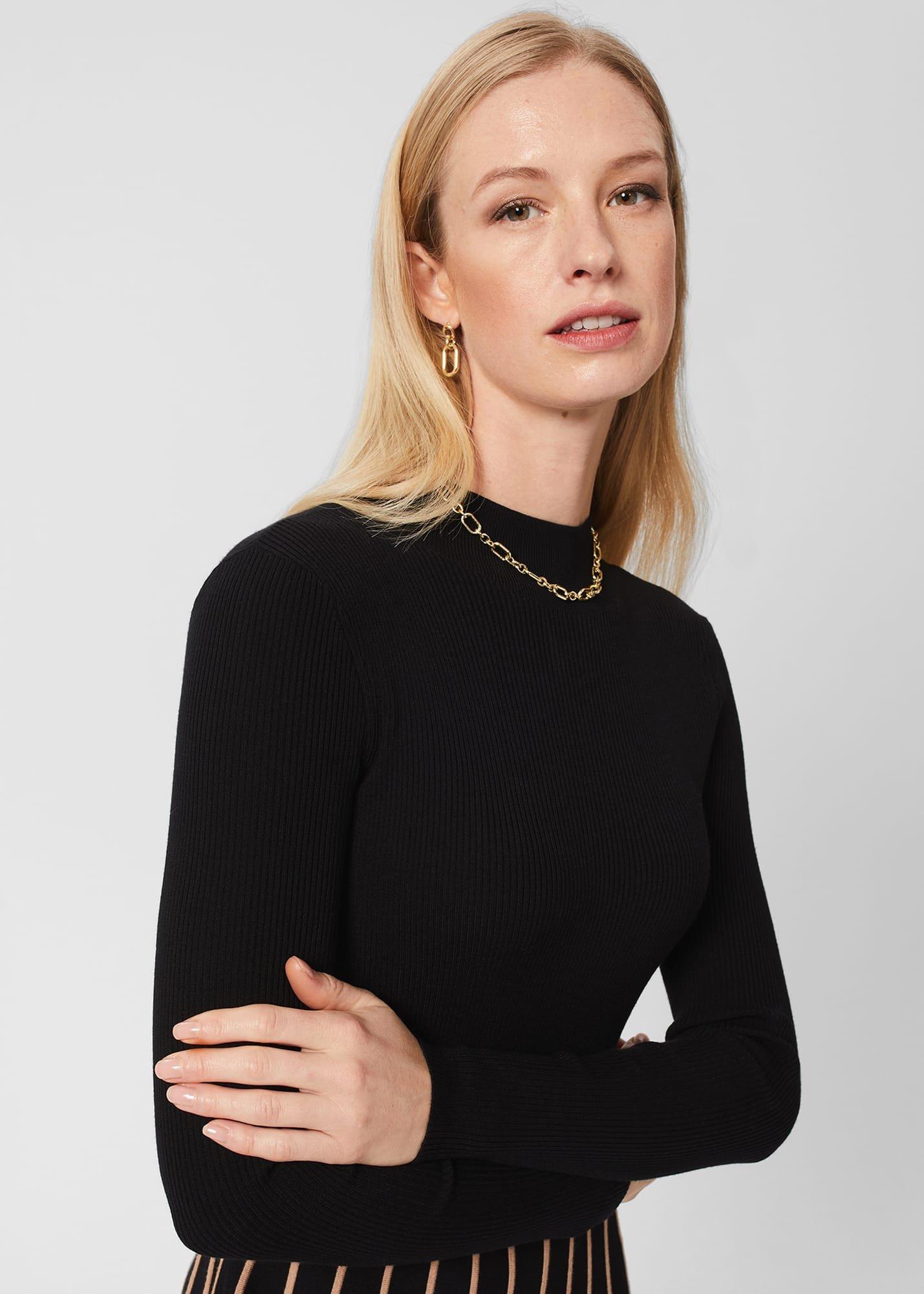 Petite Lena Knitted Dress, Black Stone, hi-res