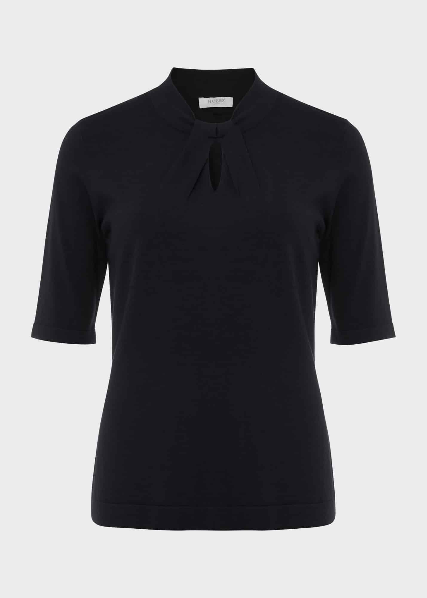 Effie Knitted Top, Navy, hi-res