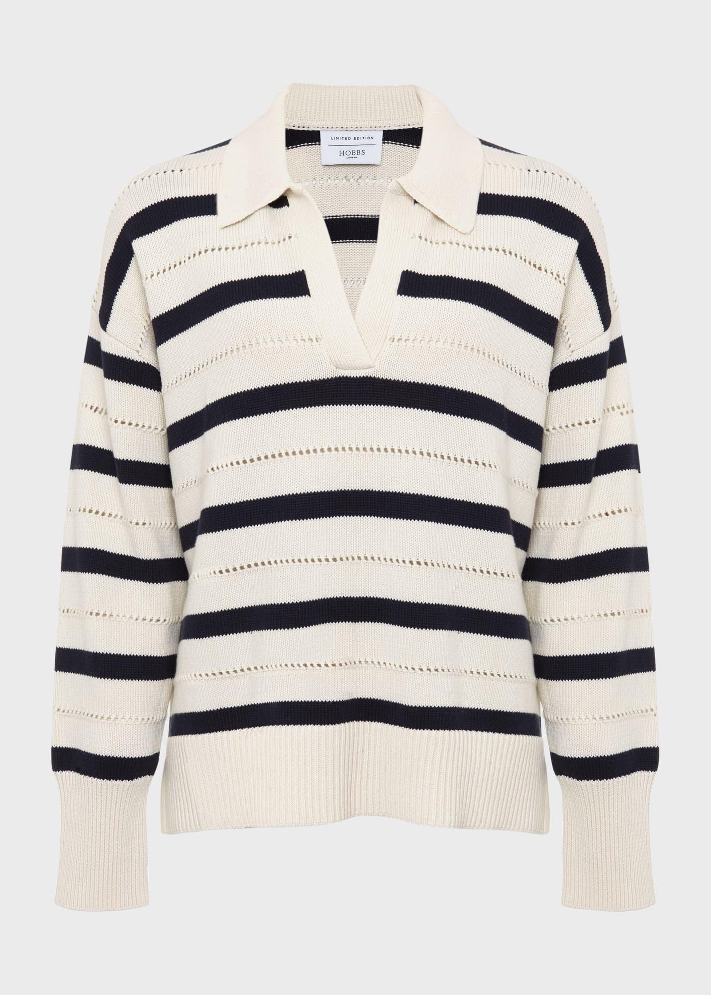 Beauford Polo Jumper, Cream Navy, hi-res