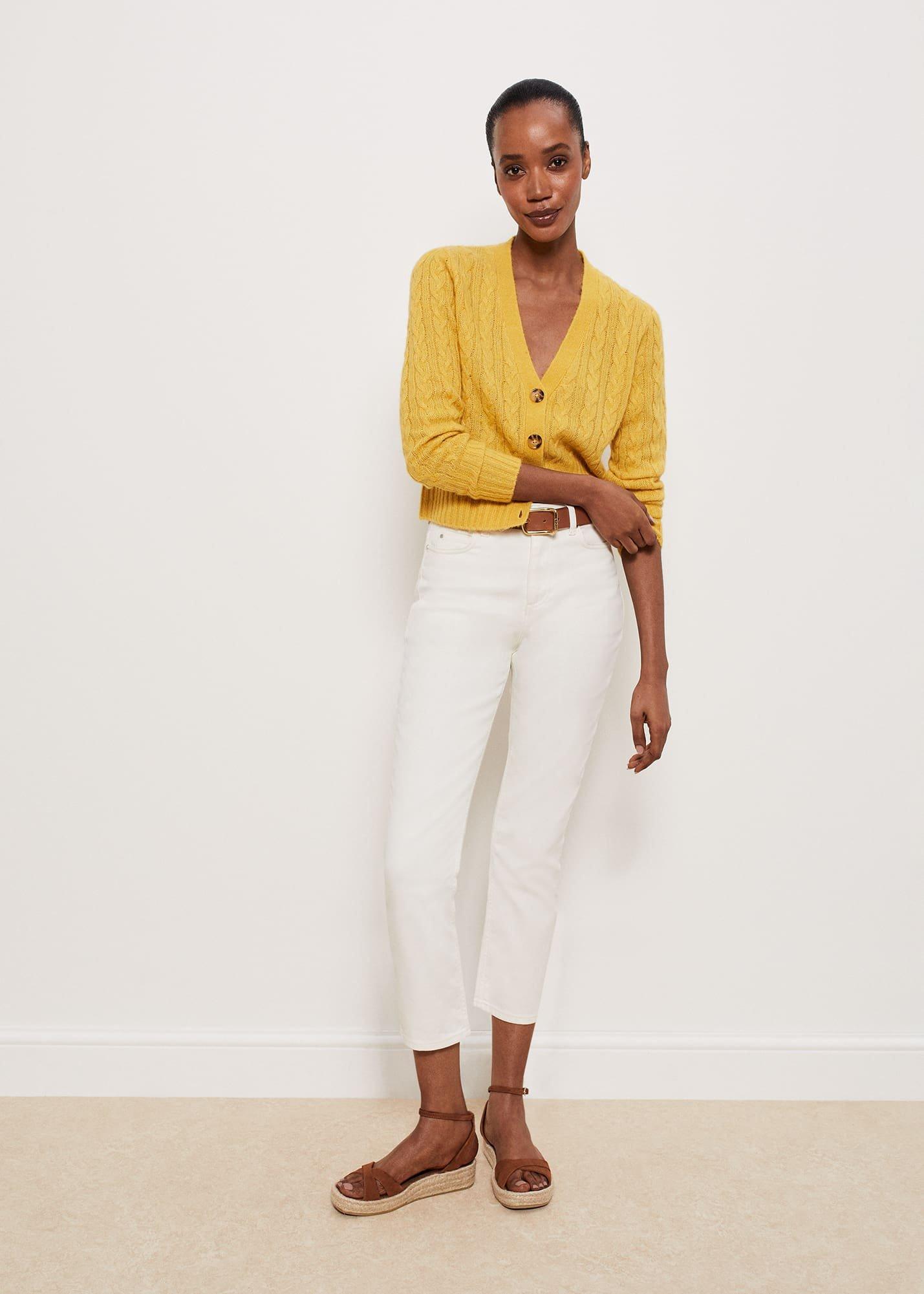 Kirby Cable Cardigan, Bright Yellow, hi-res