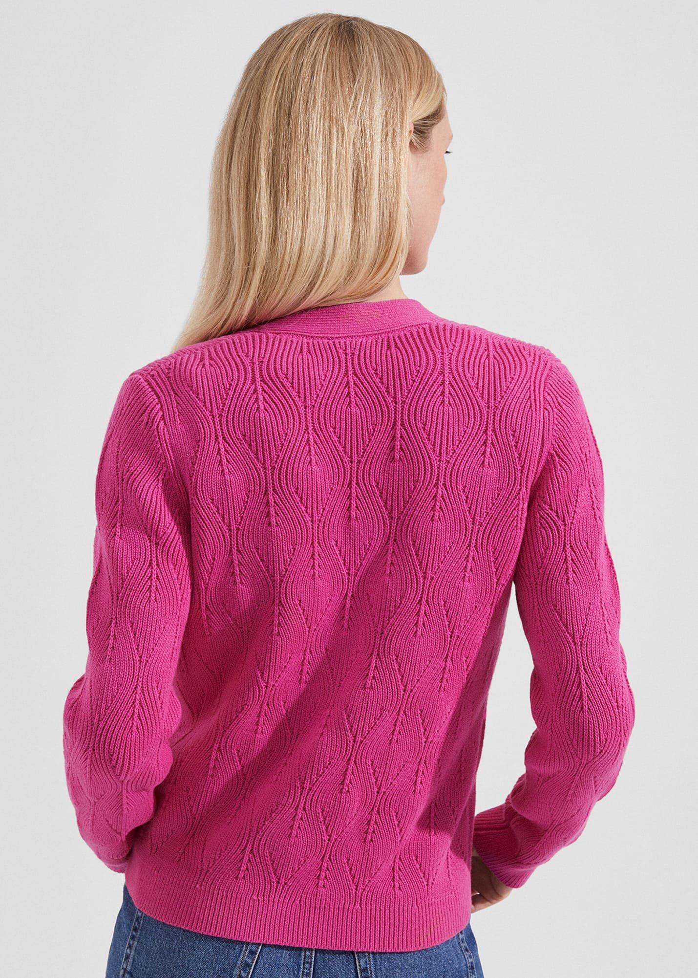 Amy Cotton Cardigan, Fuchsia Pink, hi-res