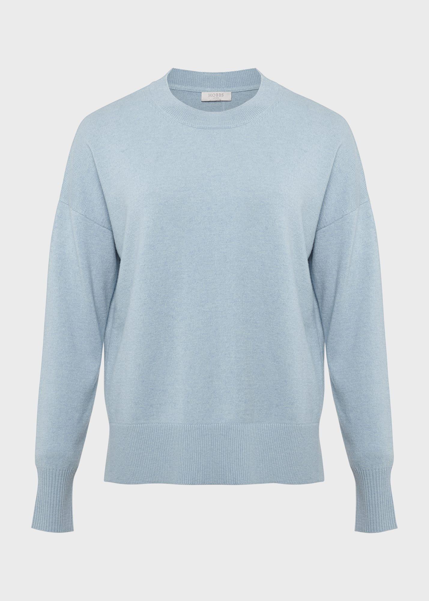 Lydia Button Jumper With Cashmere, Dusky Blue, hi-res