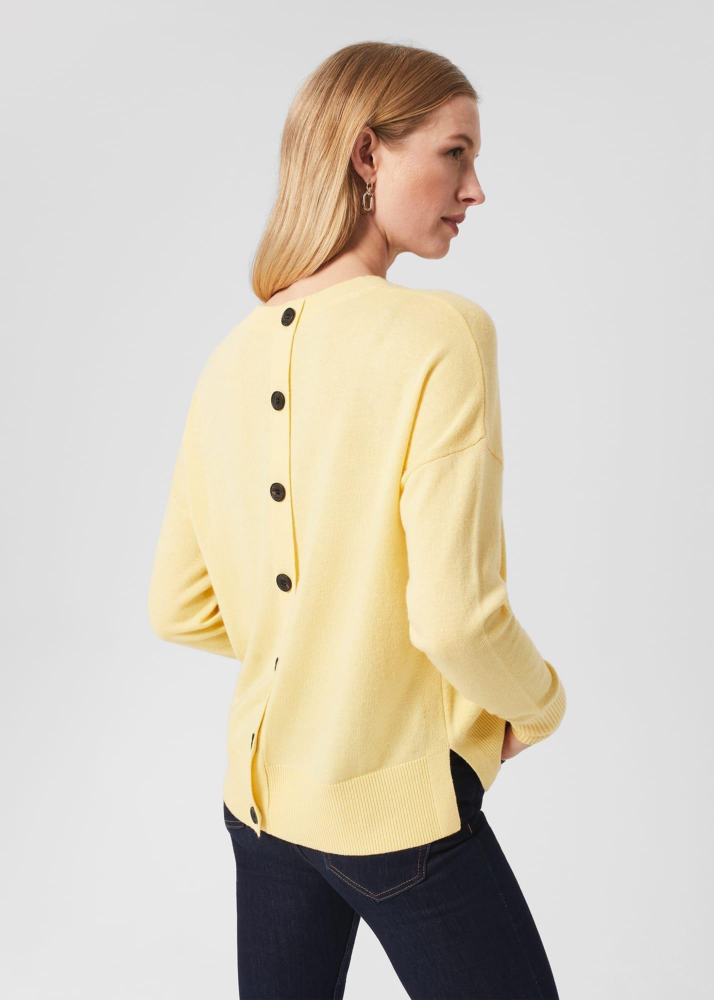 Lydia Button Jumper With Cashmere, Lemon Zest, hi-res