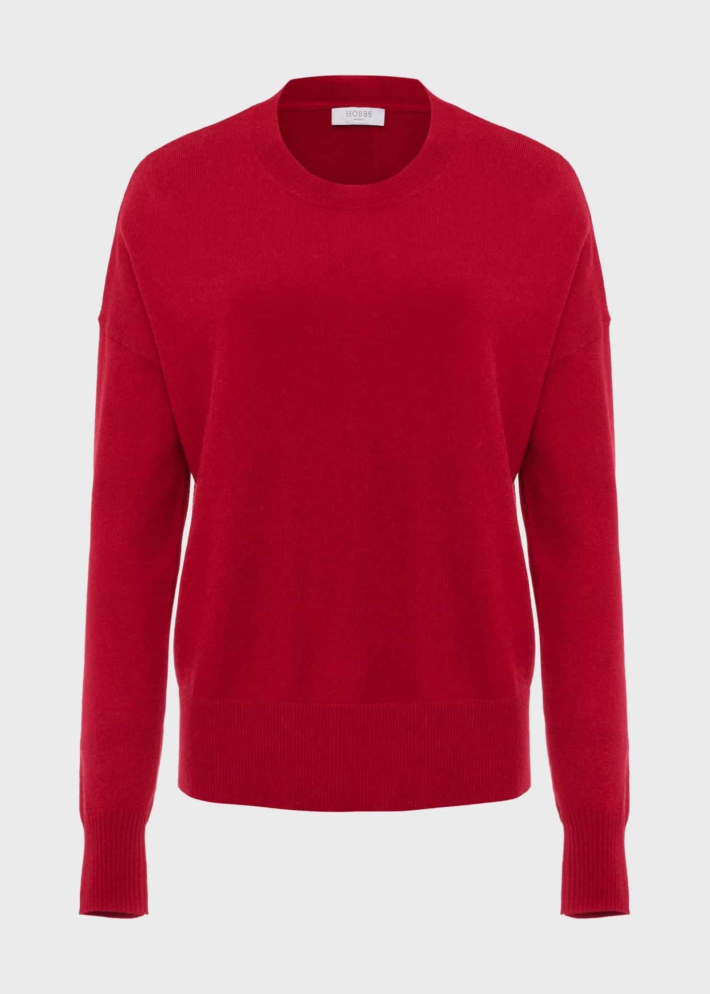 Lydia Button Jumper With Cashmere, Red, hi-res