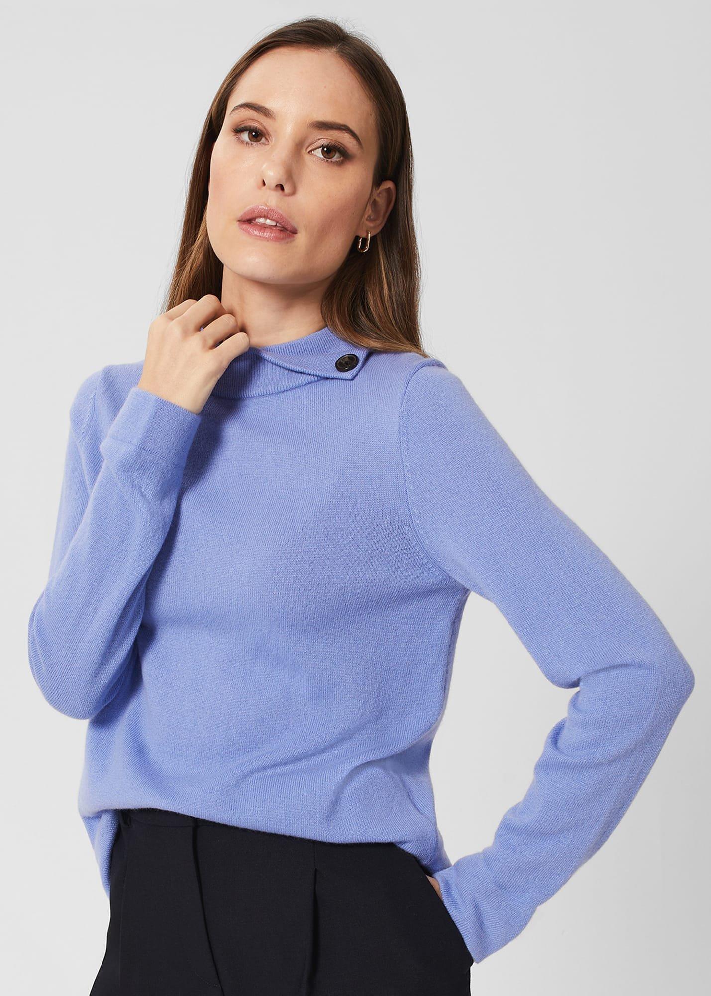 Talia Wool Cashmere Jumper, Deep Sky Blue, hi-res