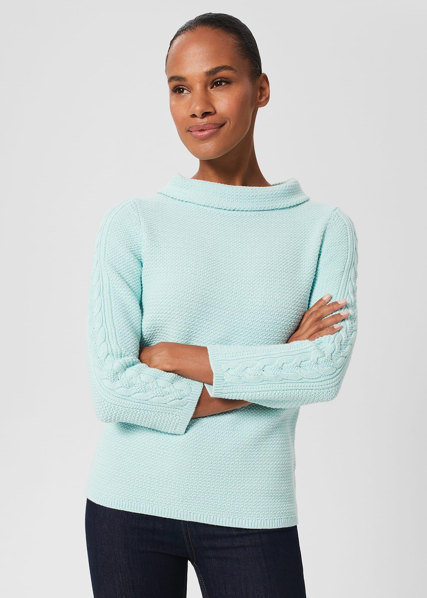 Camilla Cotton Sweater, Clearwater Blue, hi-res