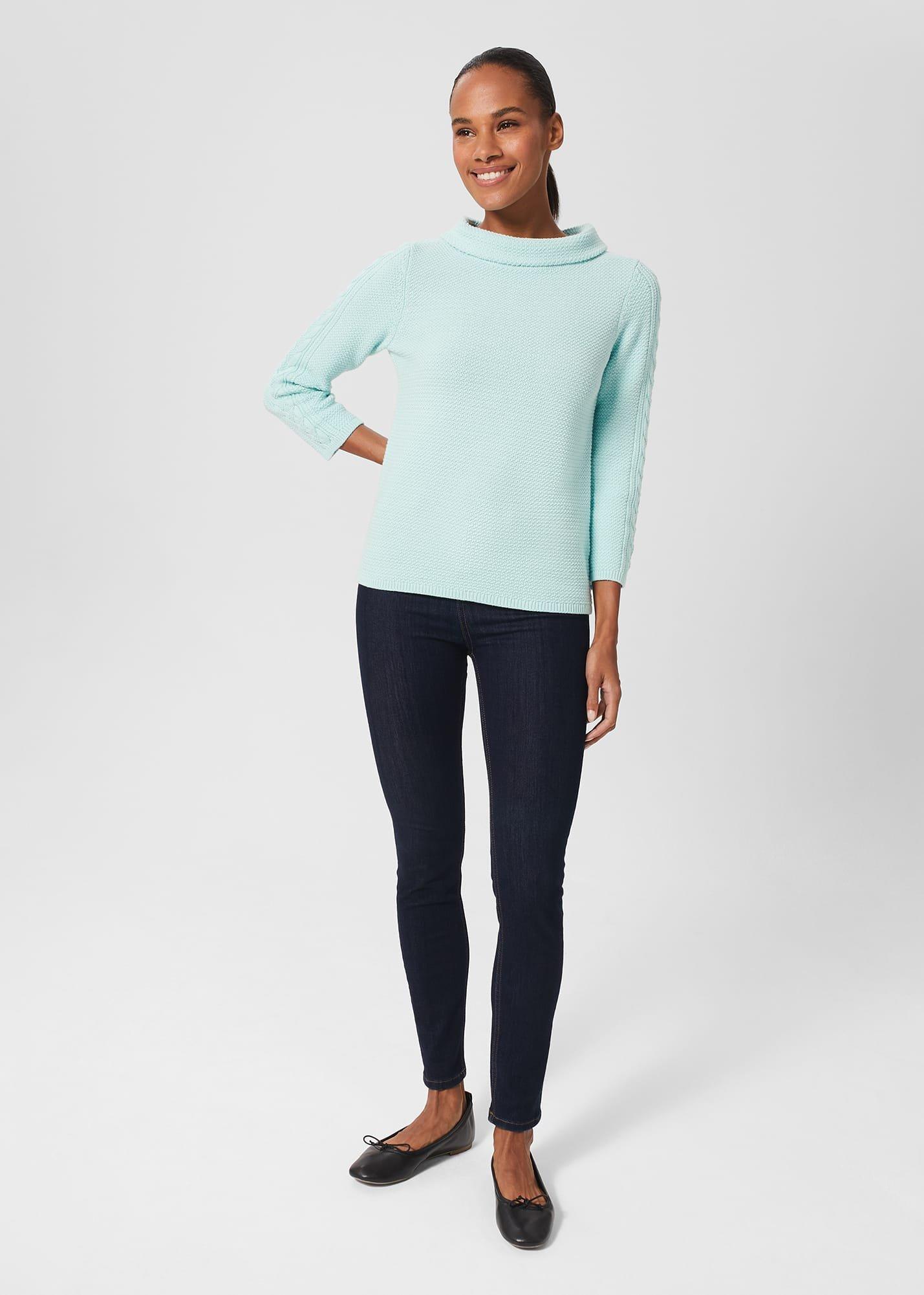 Camilla Cotton Sweater, Clearwater Blue, hi-res