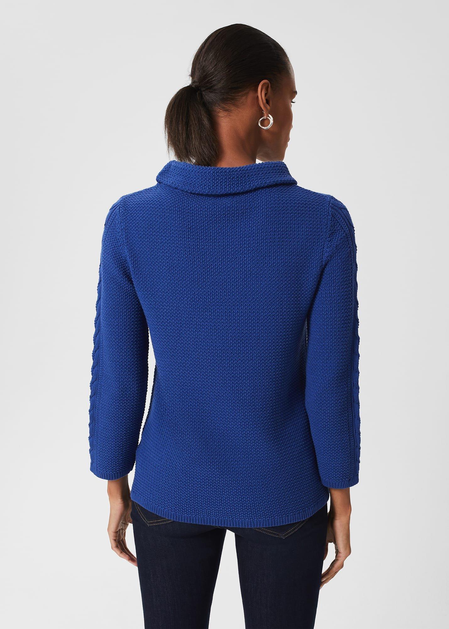 Camilla Cotton Sweater, Cobalt Blue, hi-res