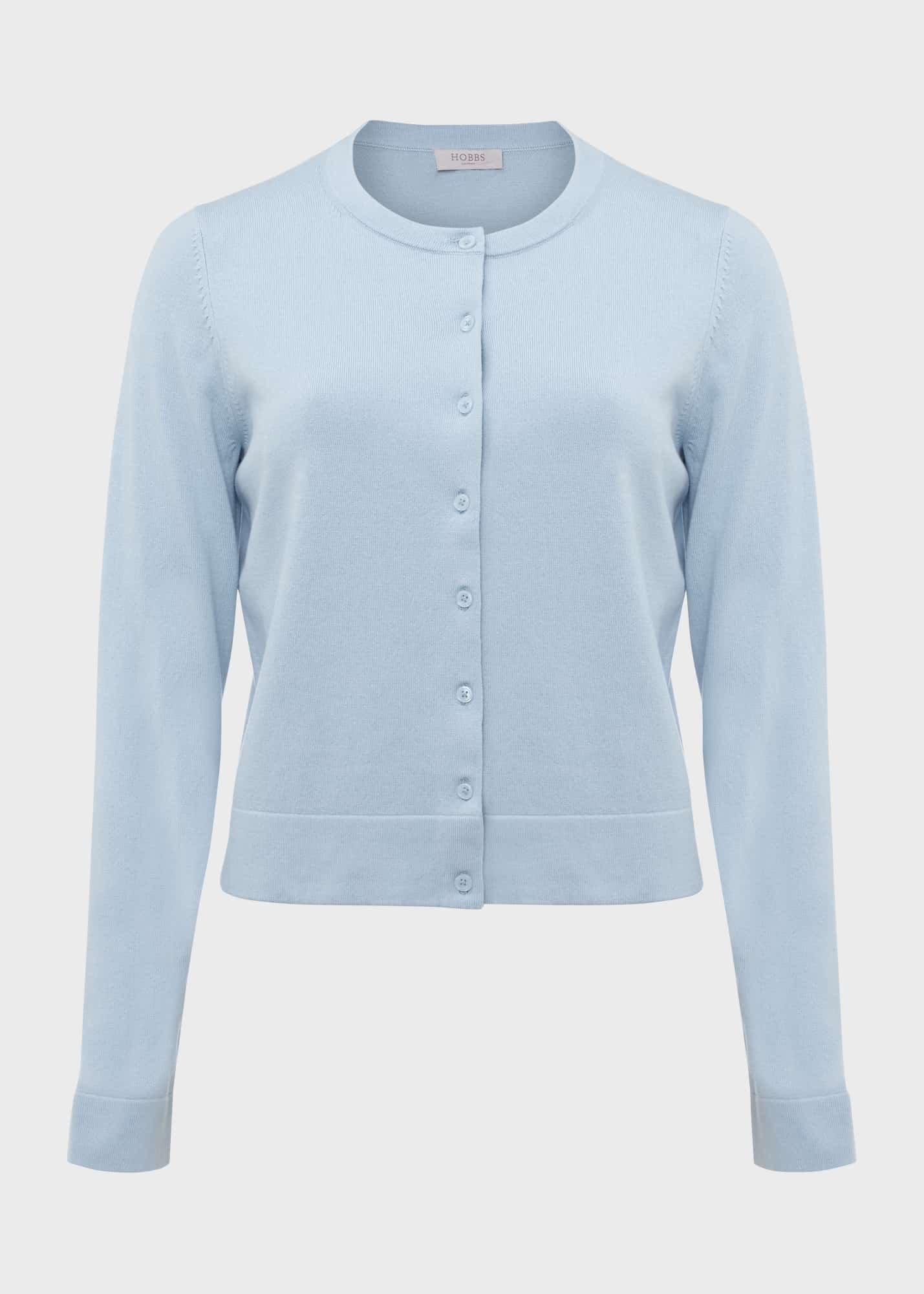 Michelle Cotton Cardigan , Dusky Blue, hi-res
