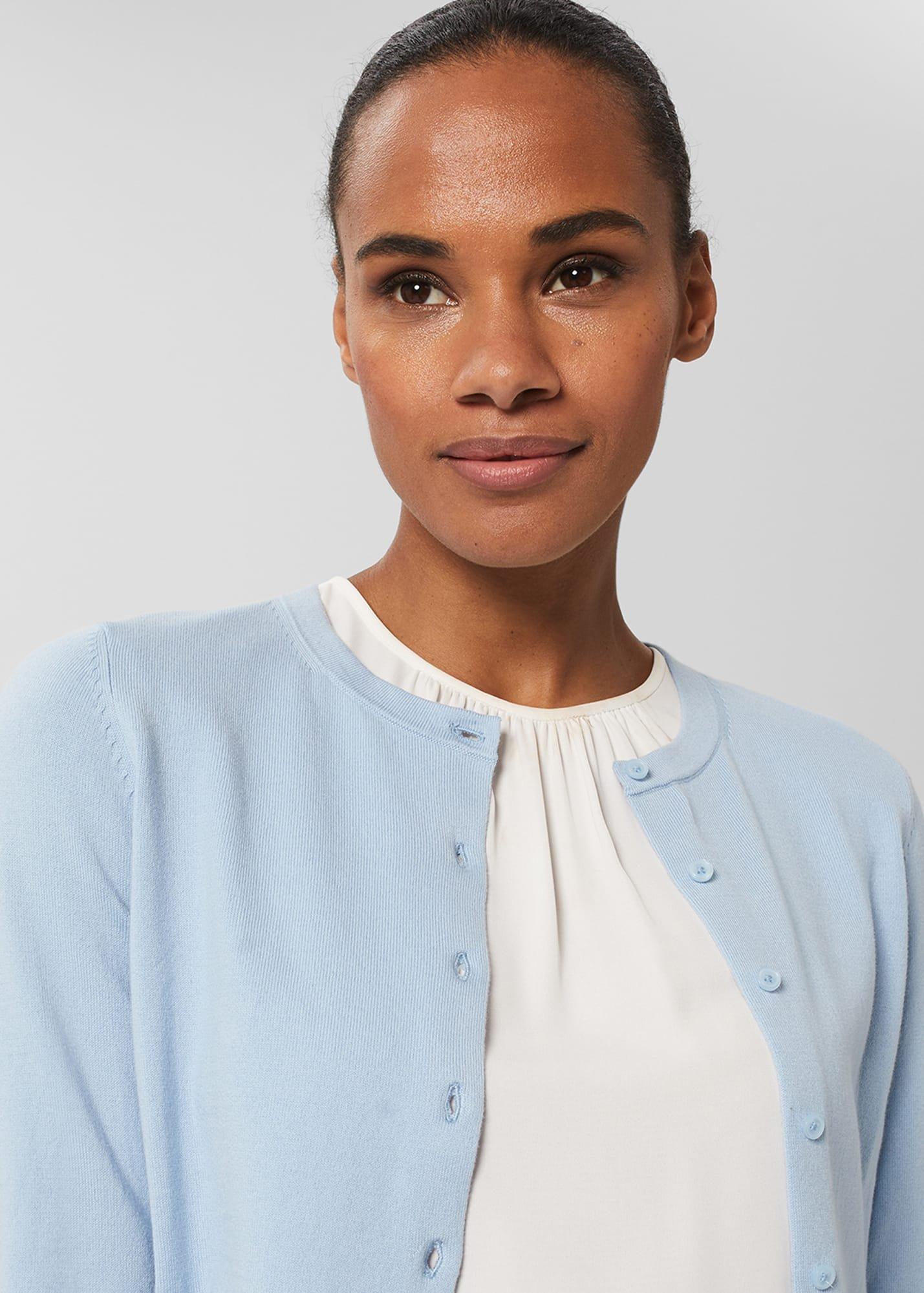 Michelle Cotton Cardigan , Dusky Blue, hi-res