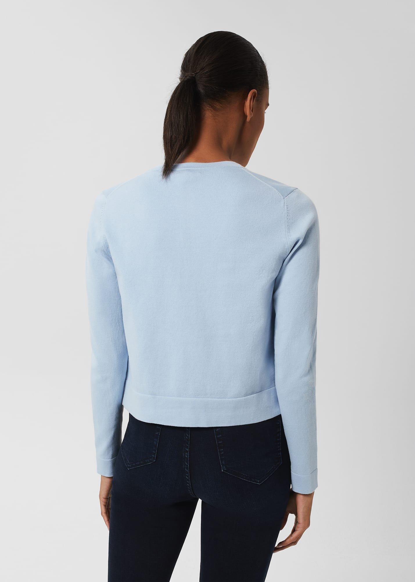Michelle Cotton Cardigan , Dusky Blue, hi-res
