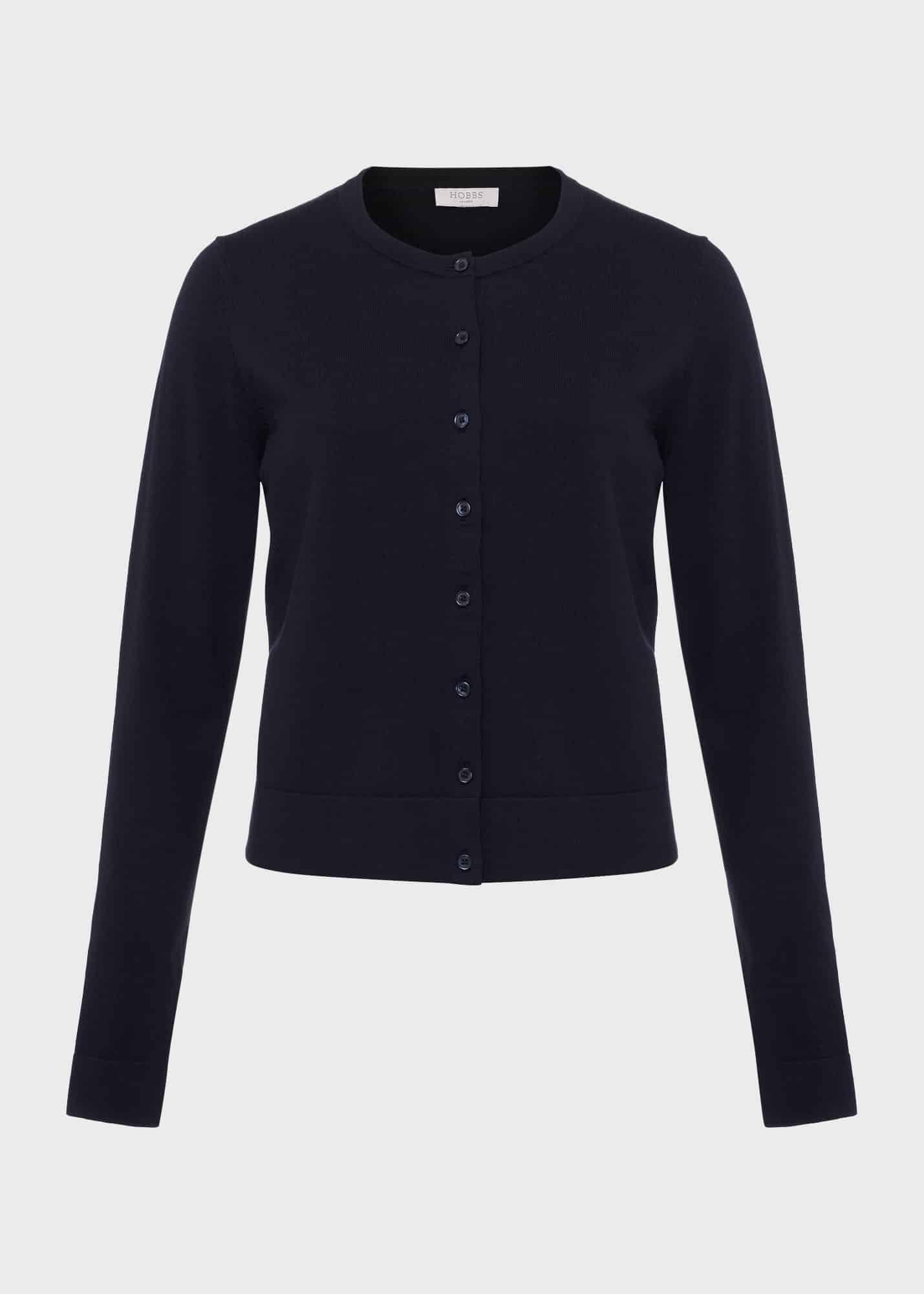 Michelle Cotton Cardigan , Navy, hi-res