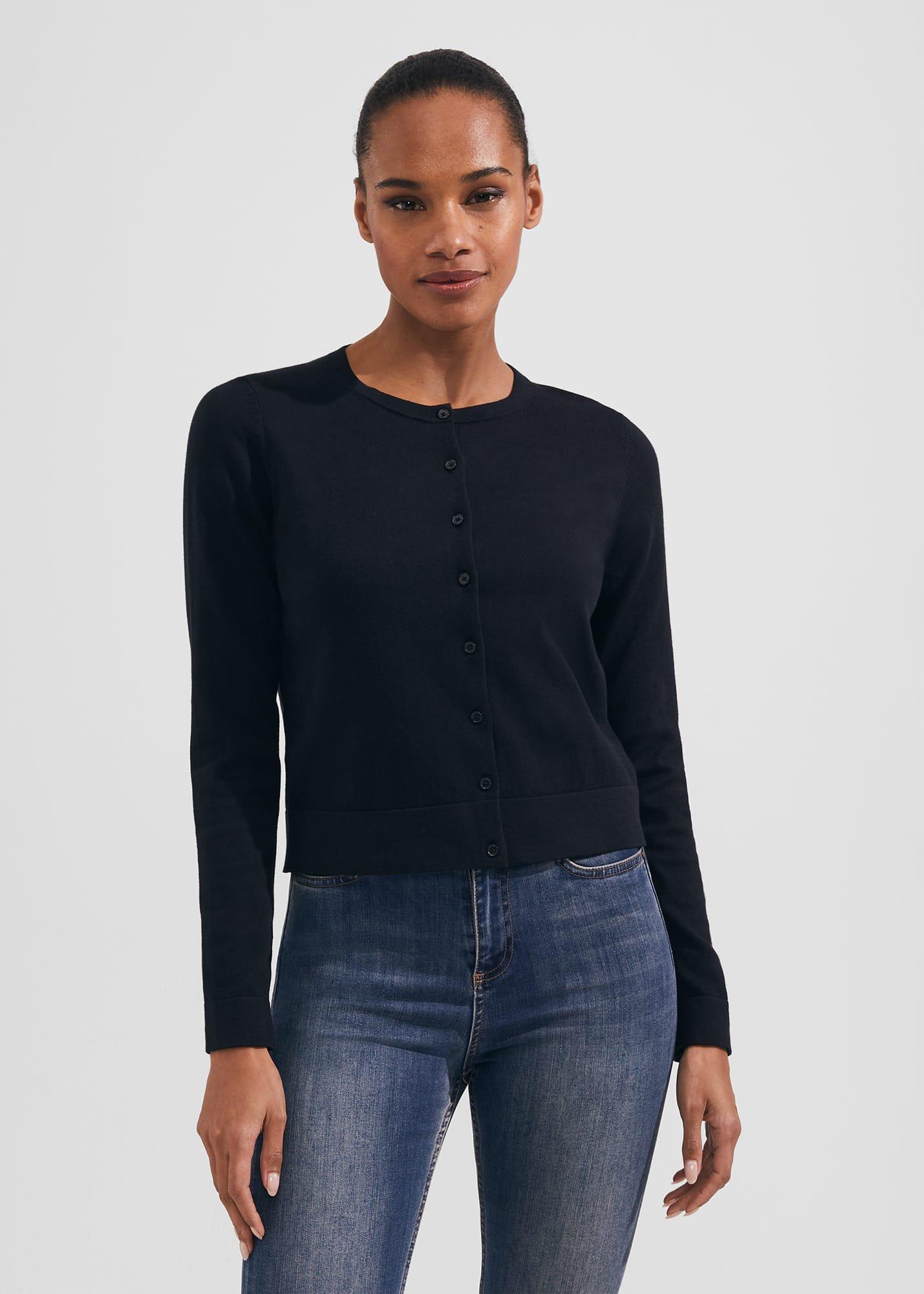 Michelle Cotton Cardigan , Navy, hi-res