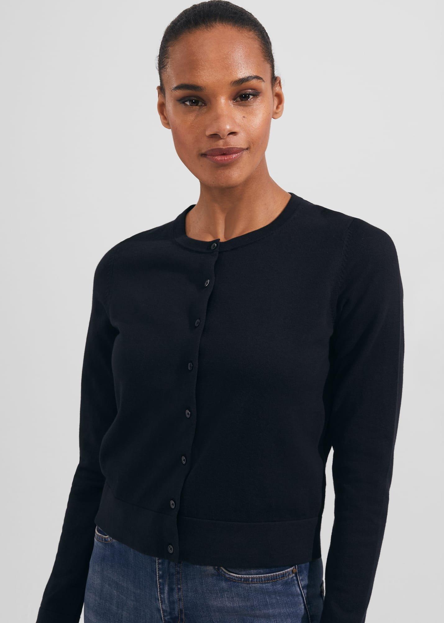 Michelle Cotton Cardigan , Navy, hi-res