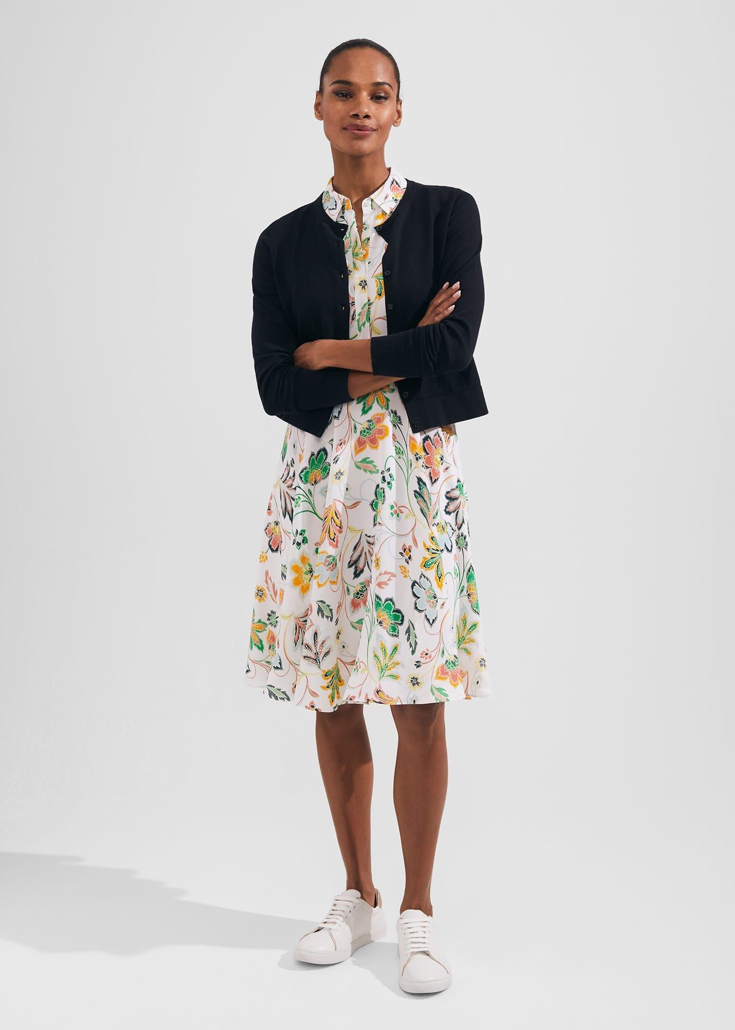 Michelle Cotton Cardigan , Navy, hi-res