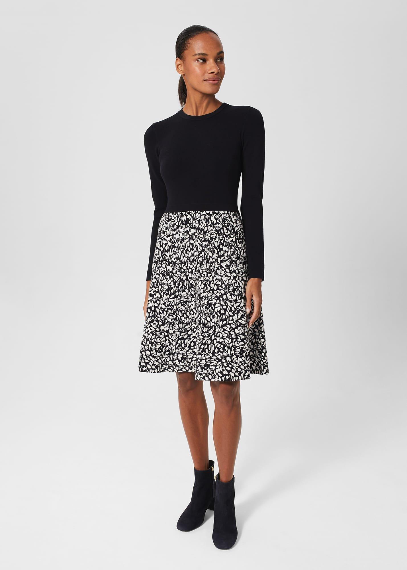 Hallie Knitted Dress, Navy, hi-res