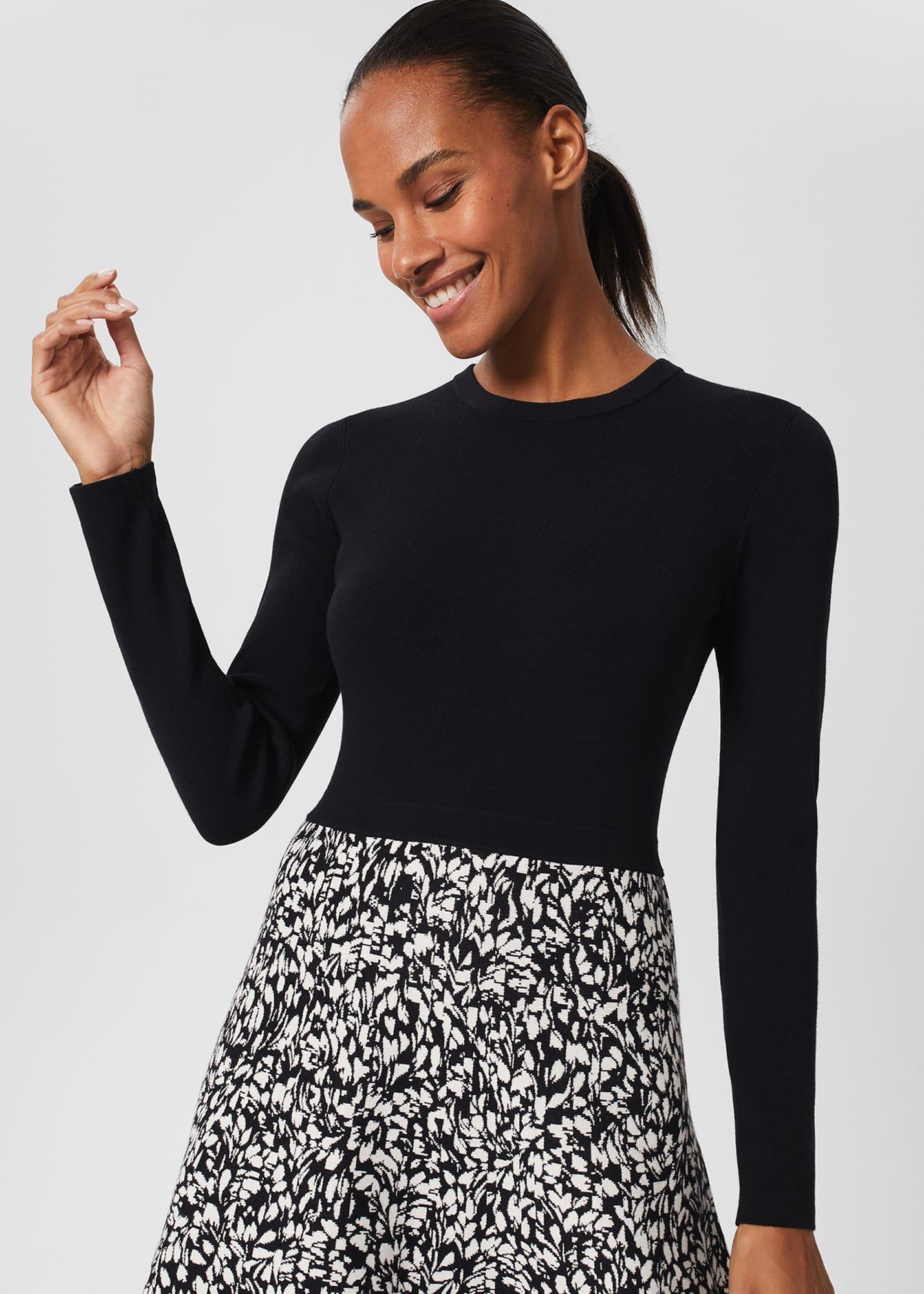 Hallie Knitted Dress, Navy, hi-res