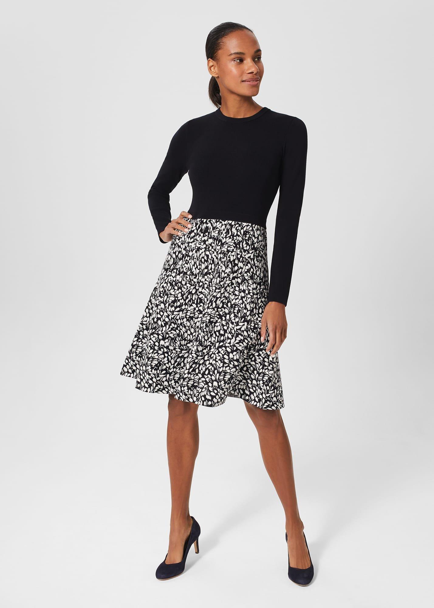 Hallie Knitted Dress, Navy, hi-res