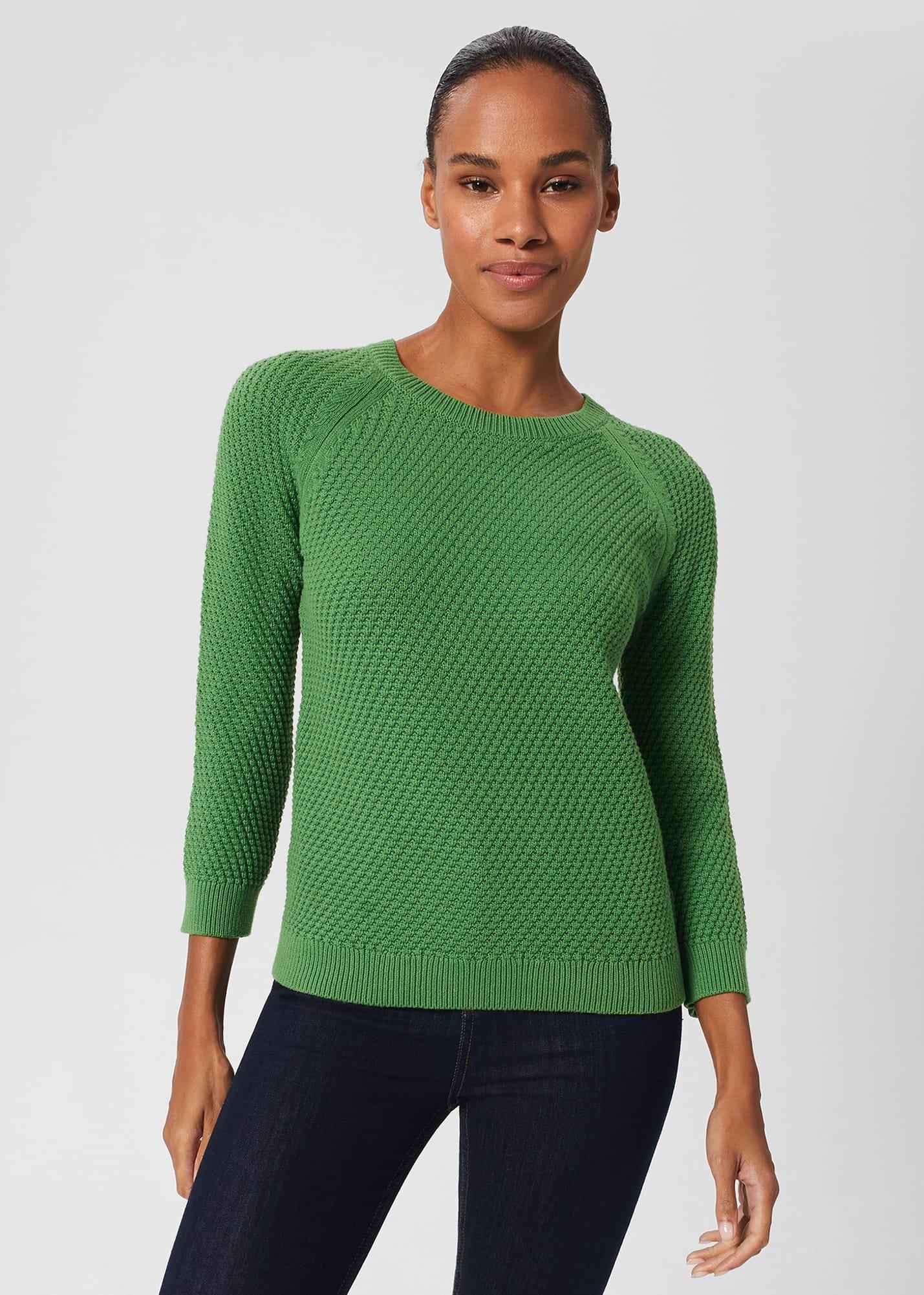 Lucie Cotton Jumper , Pea Green, hi-res