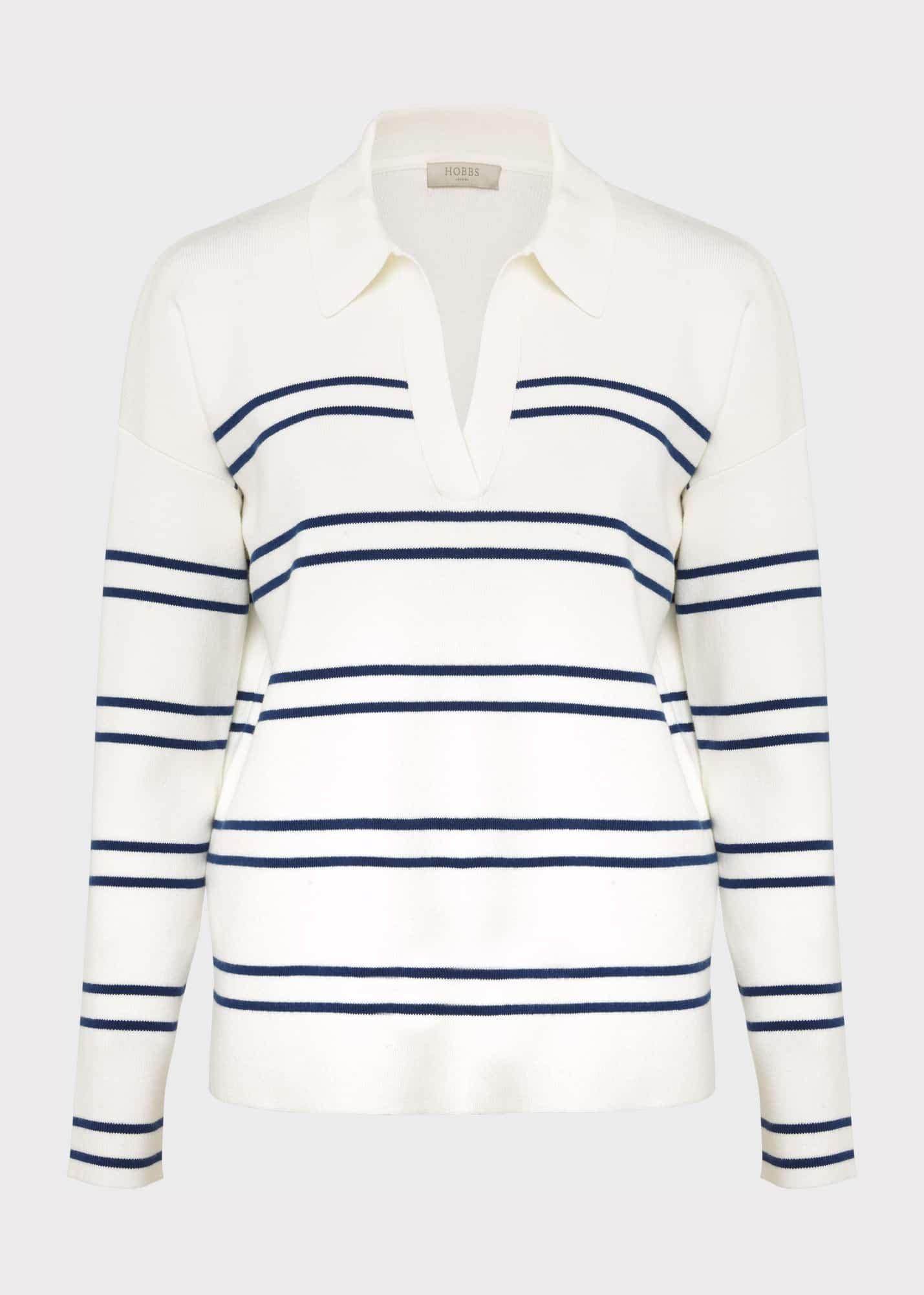 Karissa Cotton Sweater, Ivory Blue, hi-res