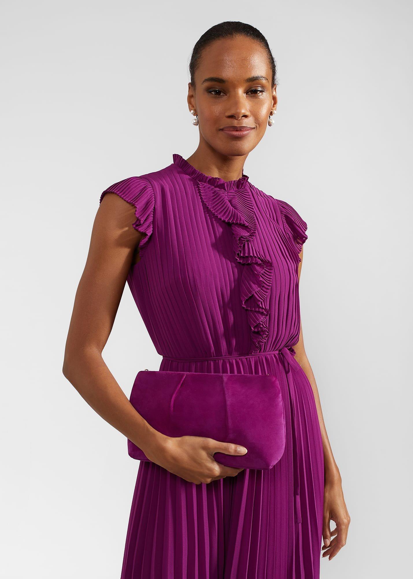 Clifton Suede Clutch Bag, Magenta Purple, hi-res