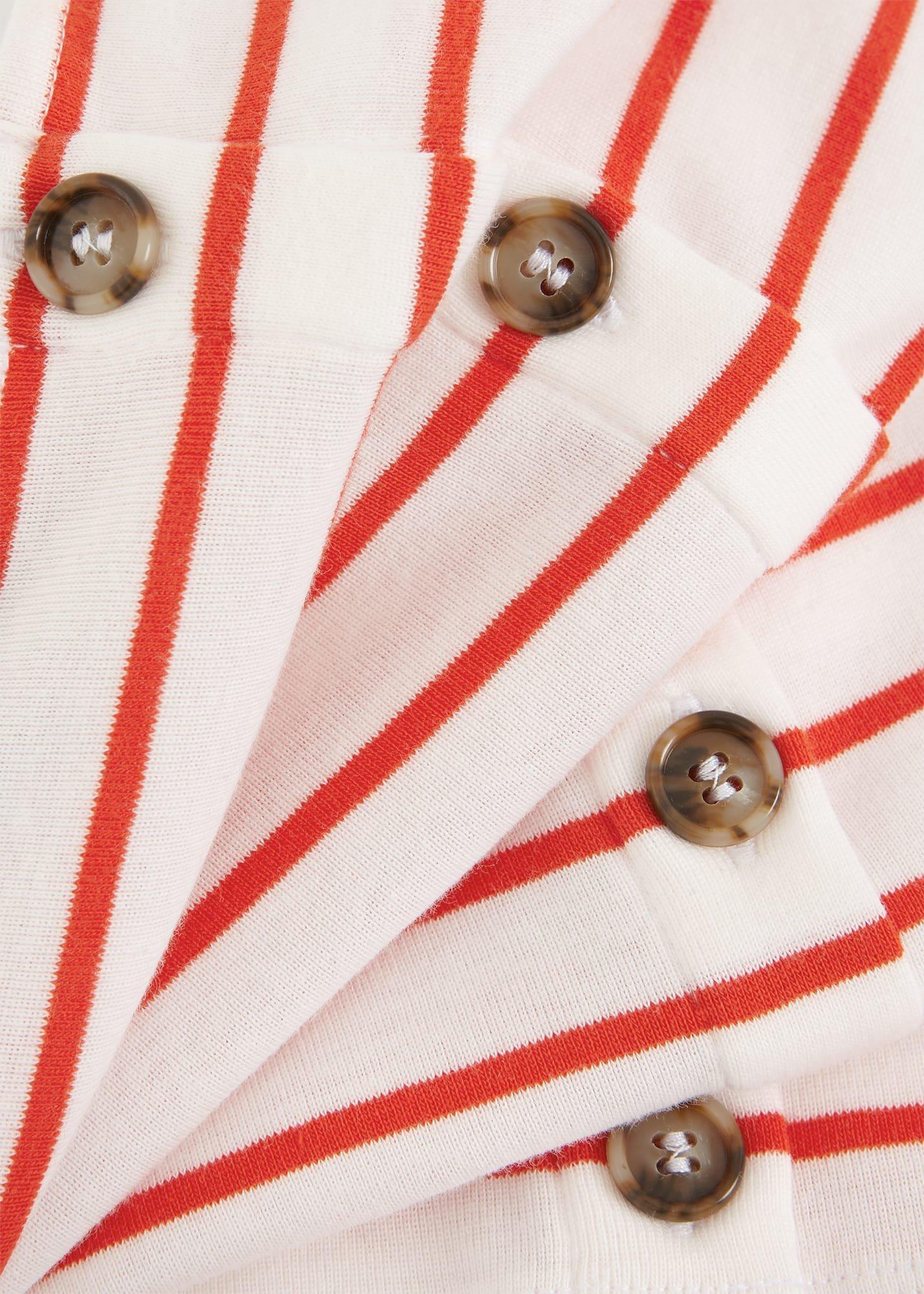 Katie Cotton Button Back Top, White Red, hi-res