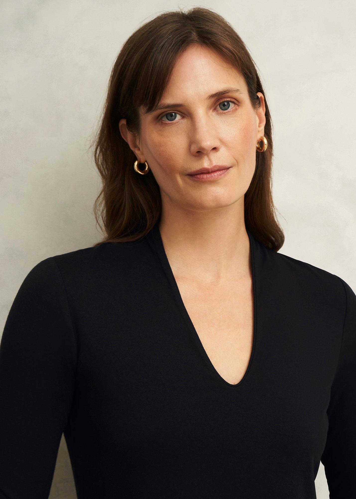 Aimee Double Fronted Top, Black, hi-res