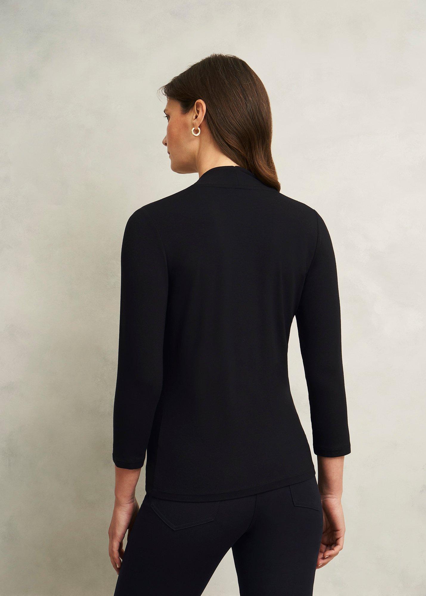 Aimee Double Fronted Top, Black, hi-res