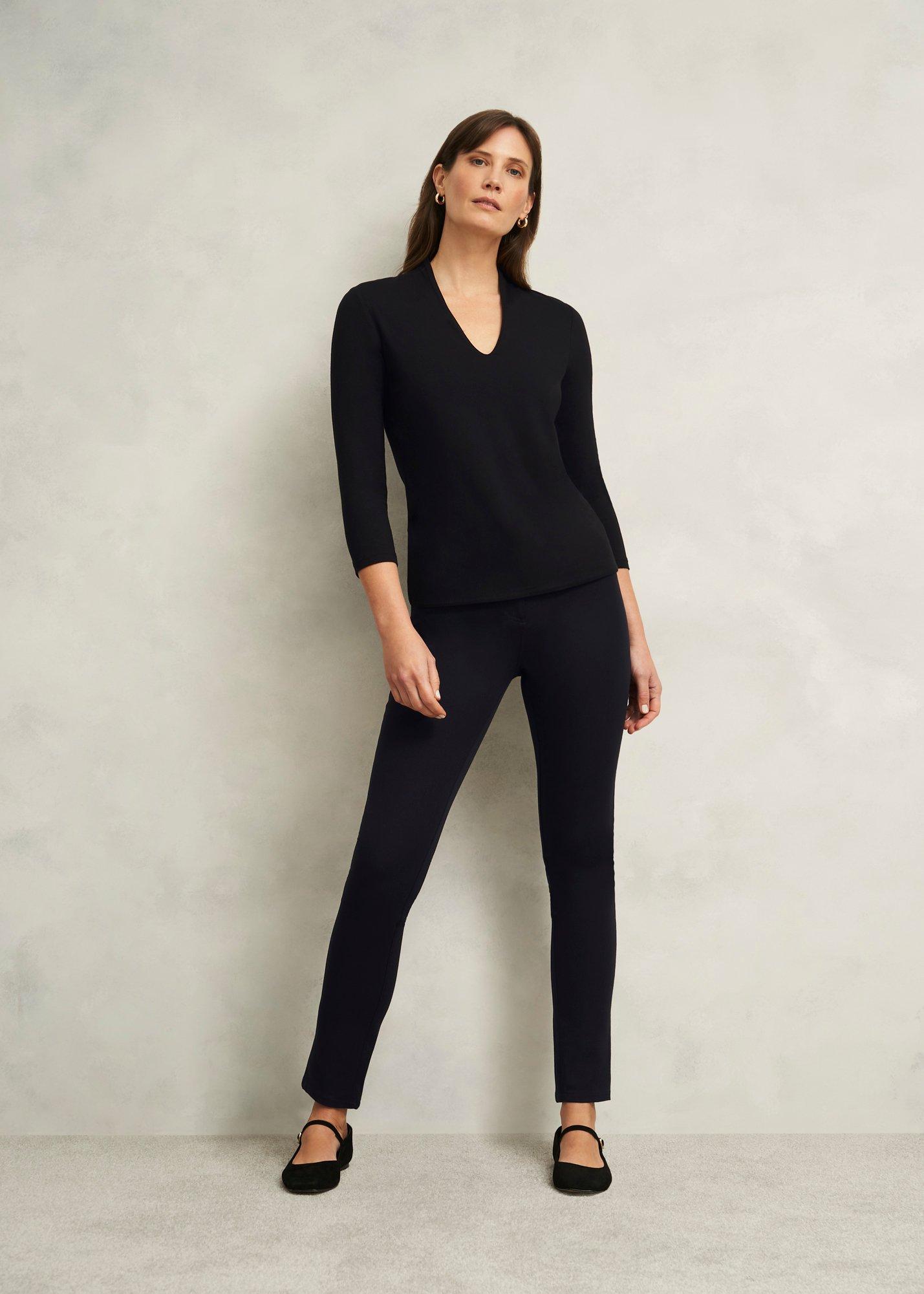 Aimee Double Fronted Top, Black, hi-res