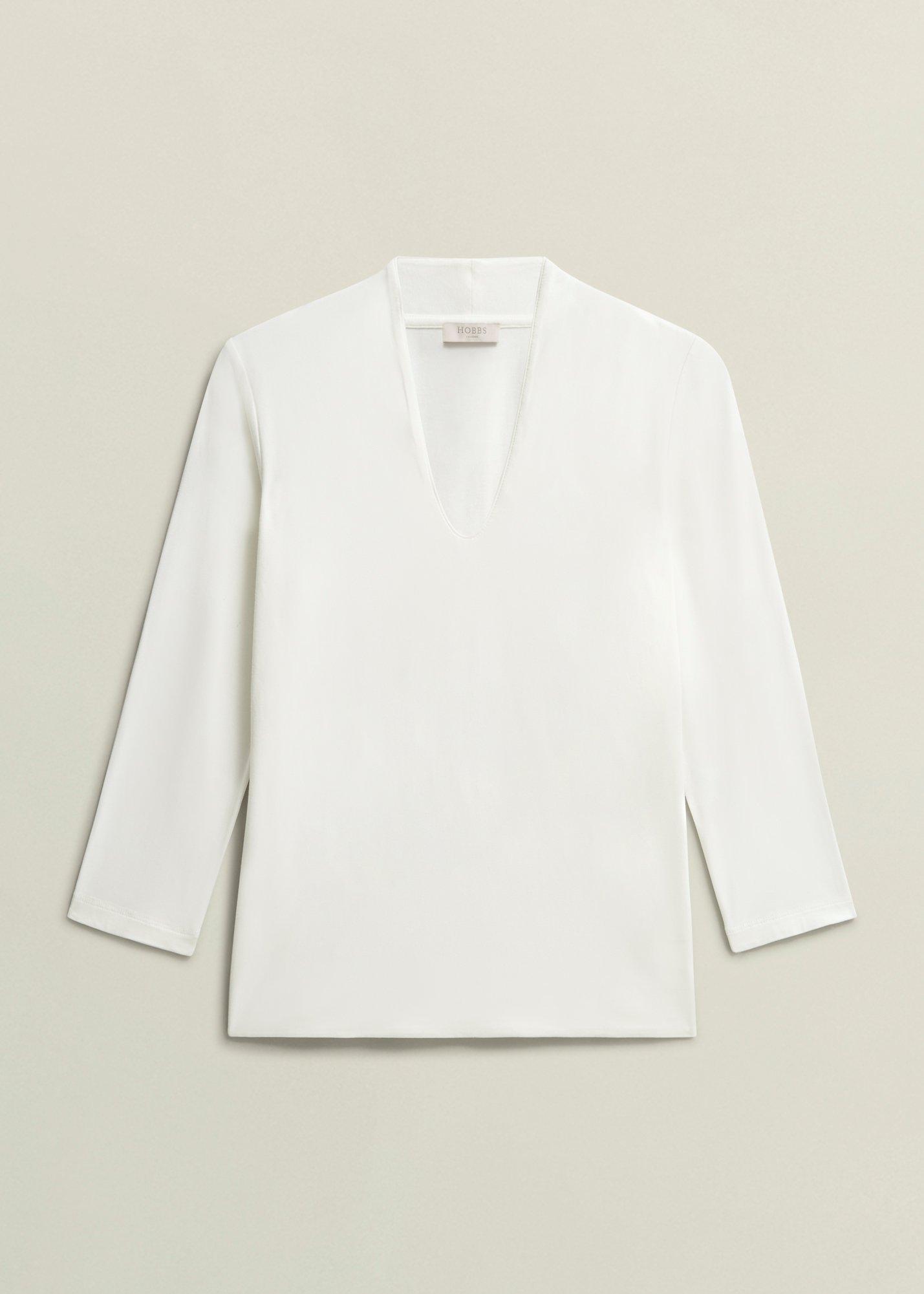 Aimee Double Fronted Top, Ivory, hi-res