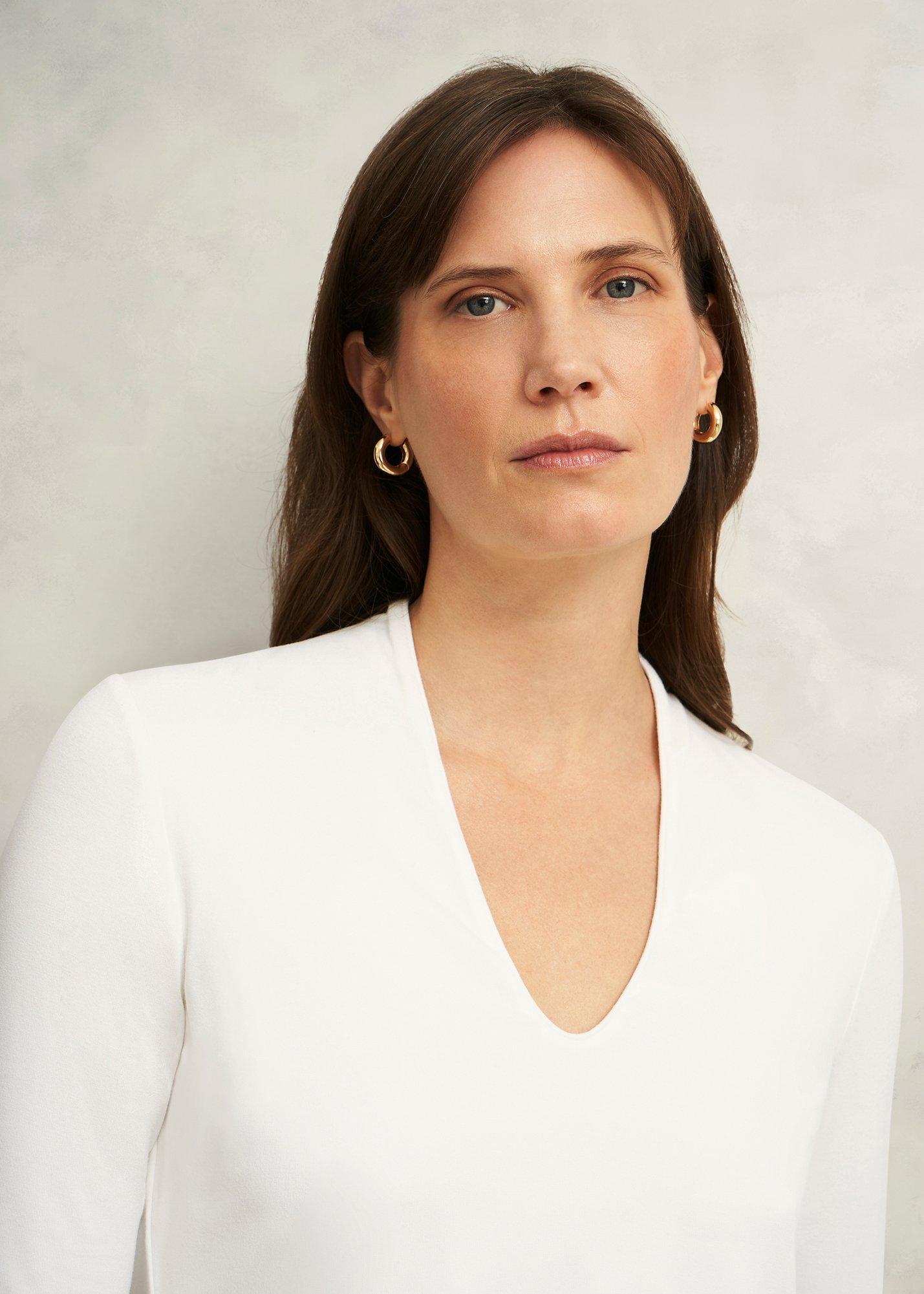 Aimee Double Fronted Top, Ivory, hi-res