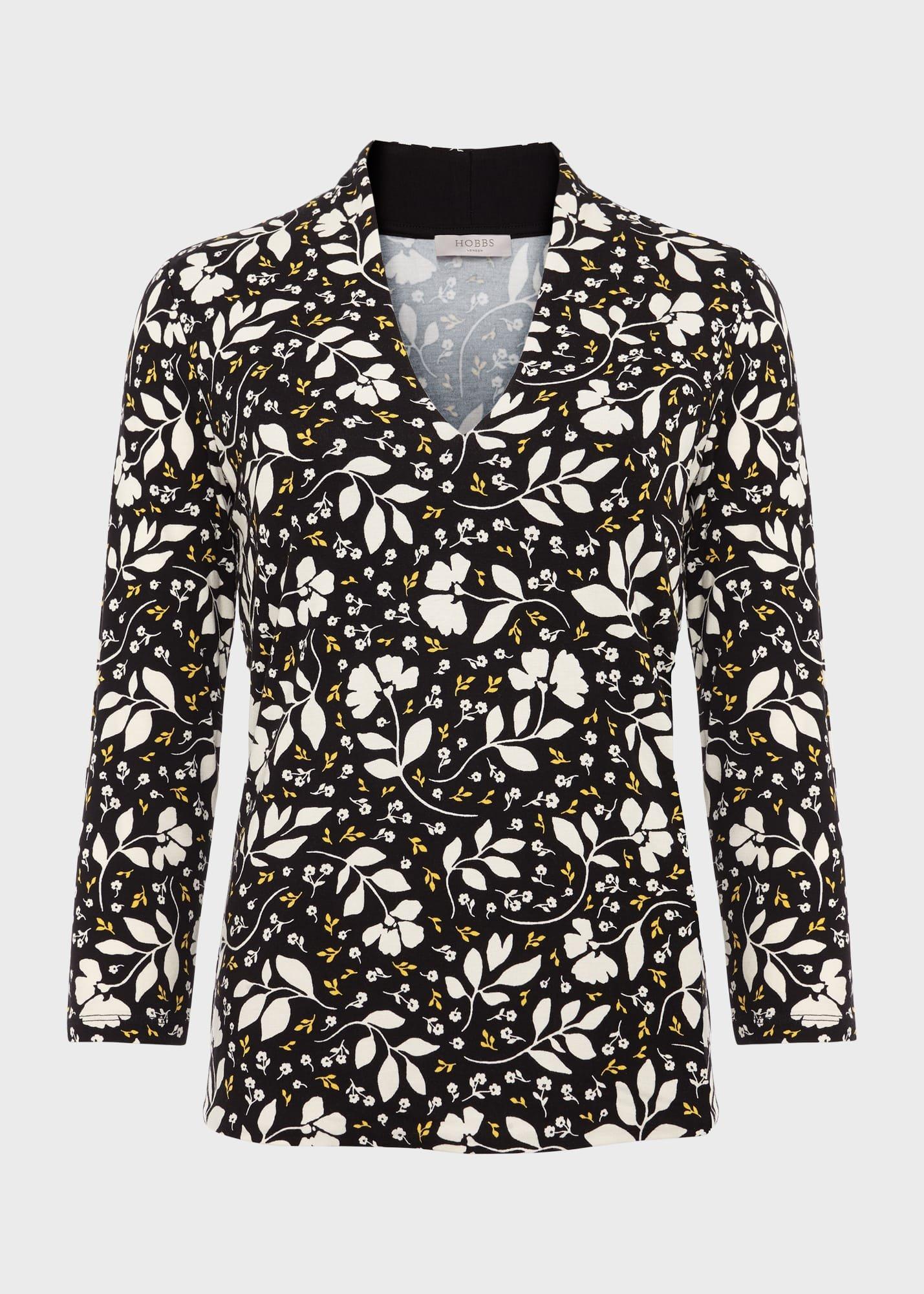 Aimee Printed Top, Black Multi, hi-res