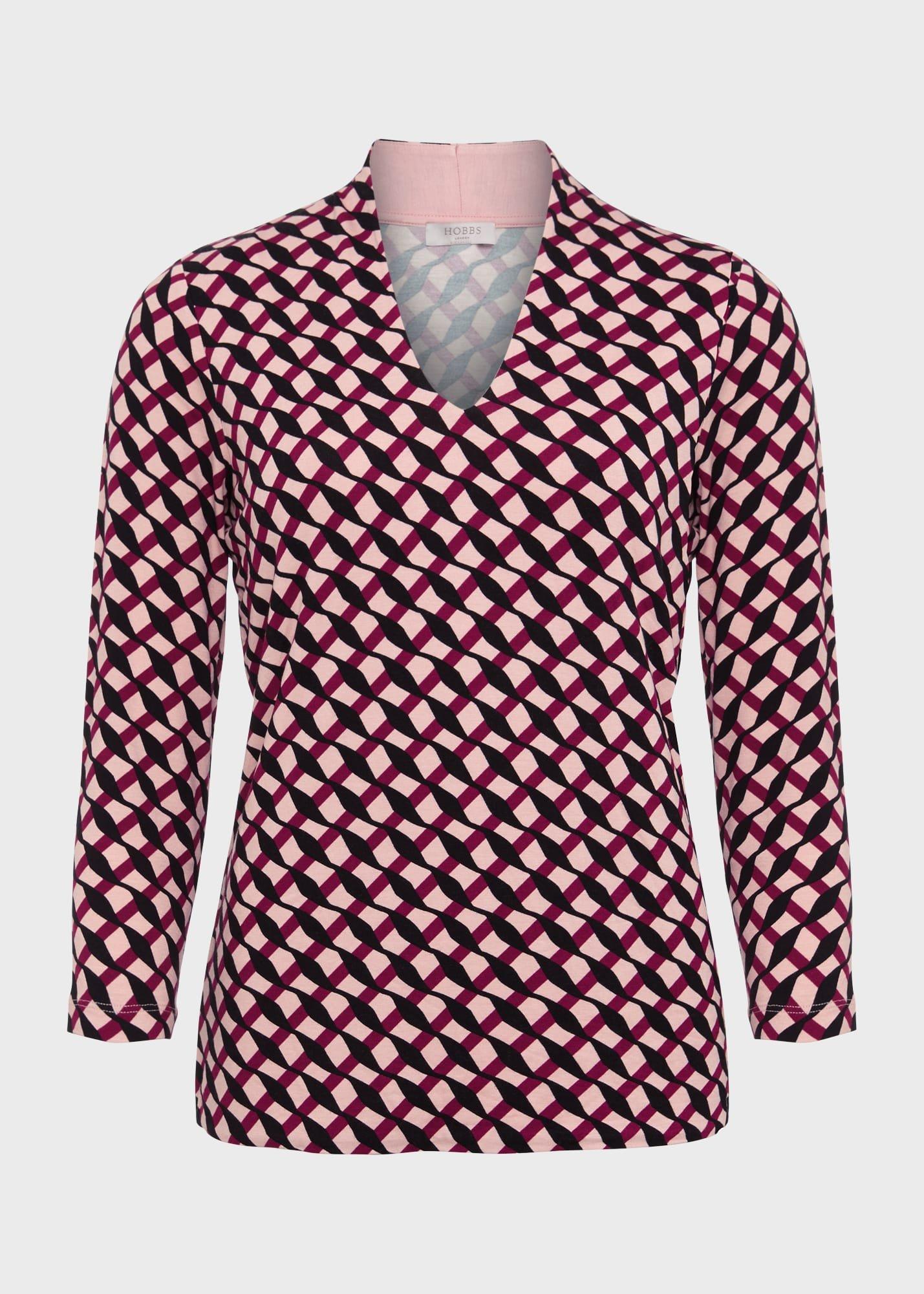 Aimee Printed Top, Geo Bramble, hi-res