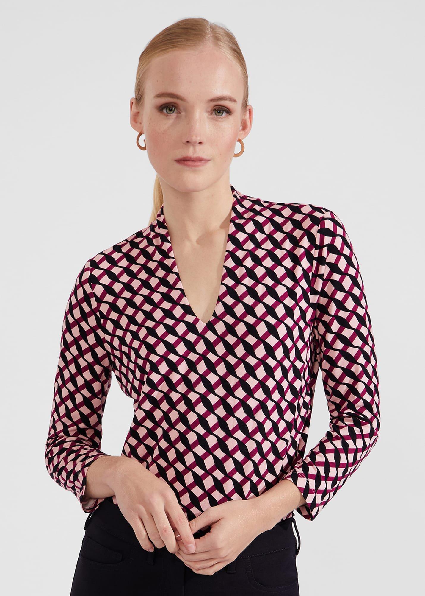 Aimee Printed Top, Geo Bramble, hi-res