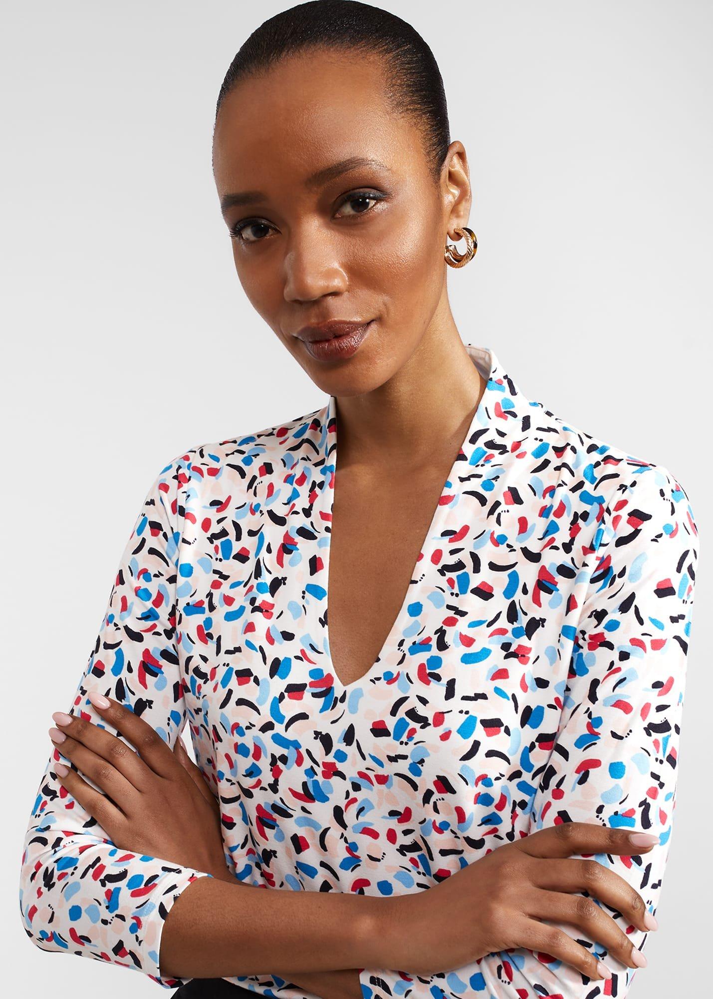 Aimee Printed Top, Ivory Multi, hi-res