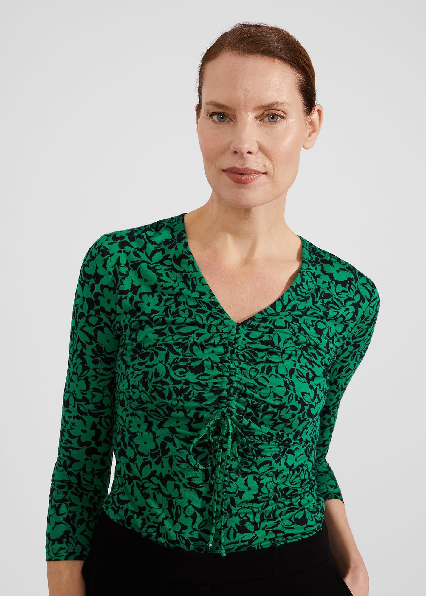 Simmy Printed Top, Green Black, hi-res