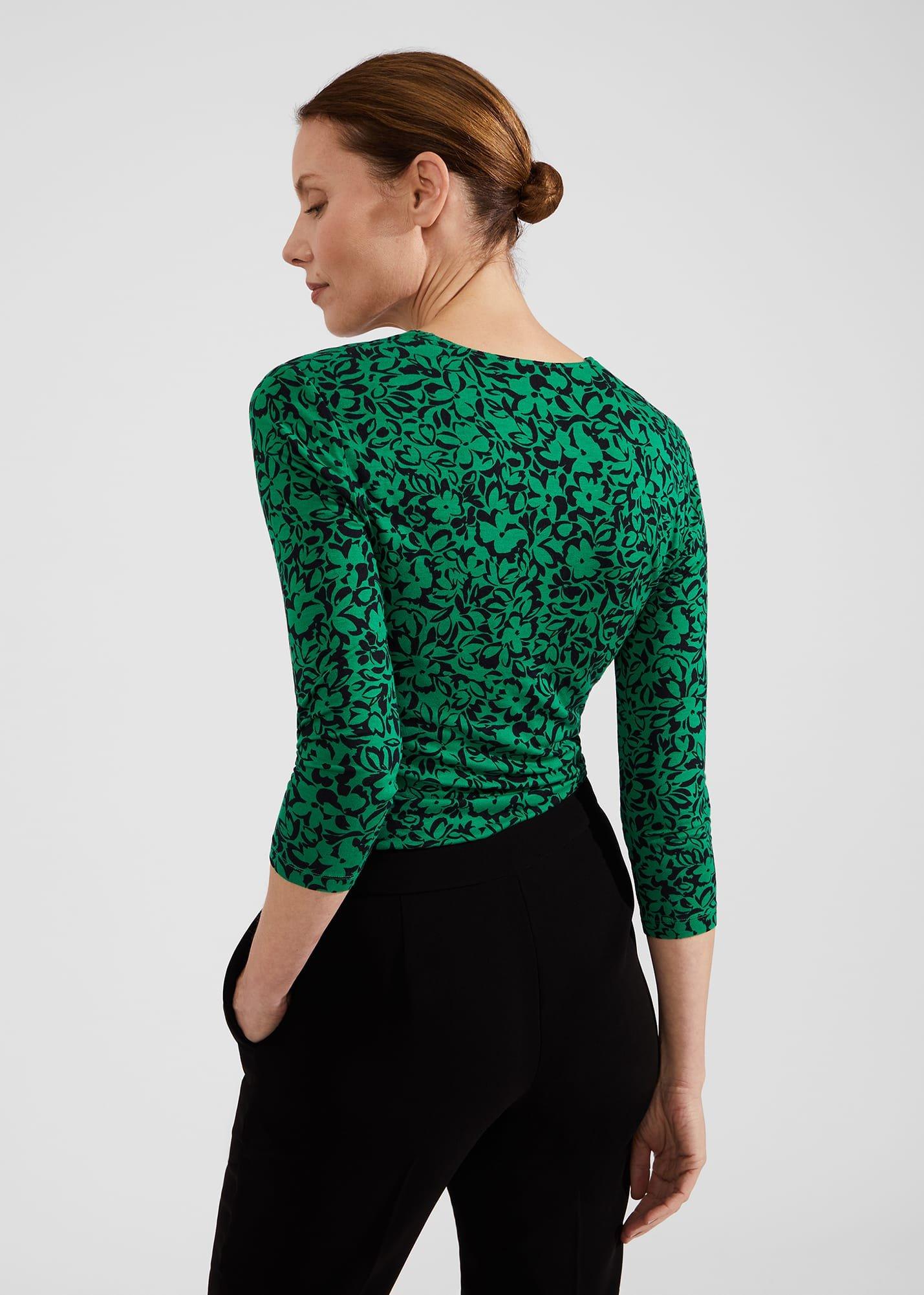 Simmy Printed Top, Green Black, hi-res