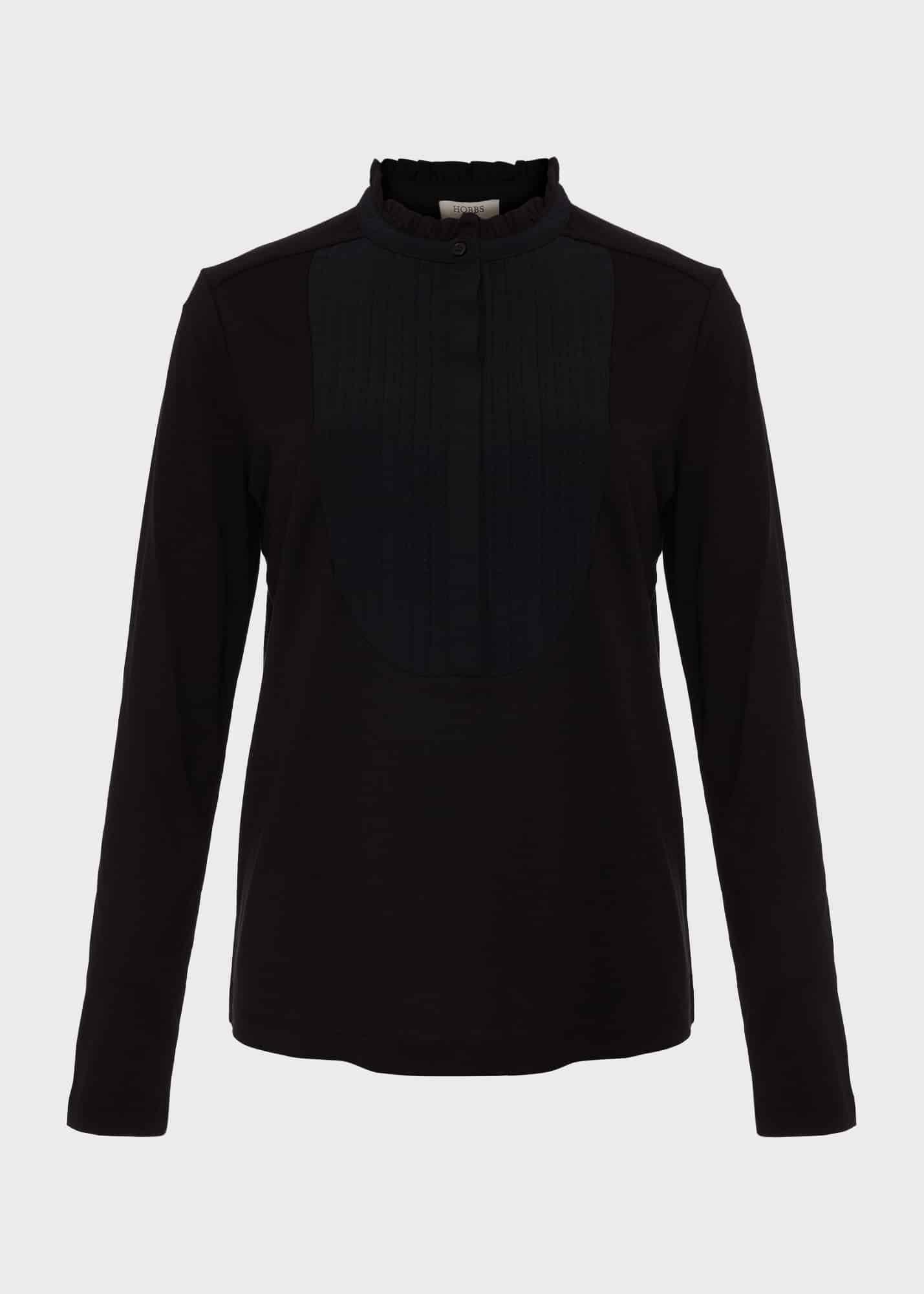 Rae Pintuck Top, Black, hi-res