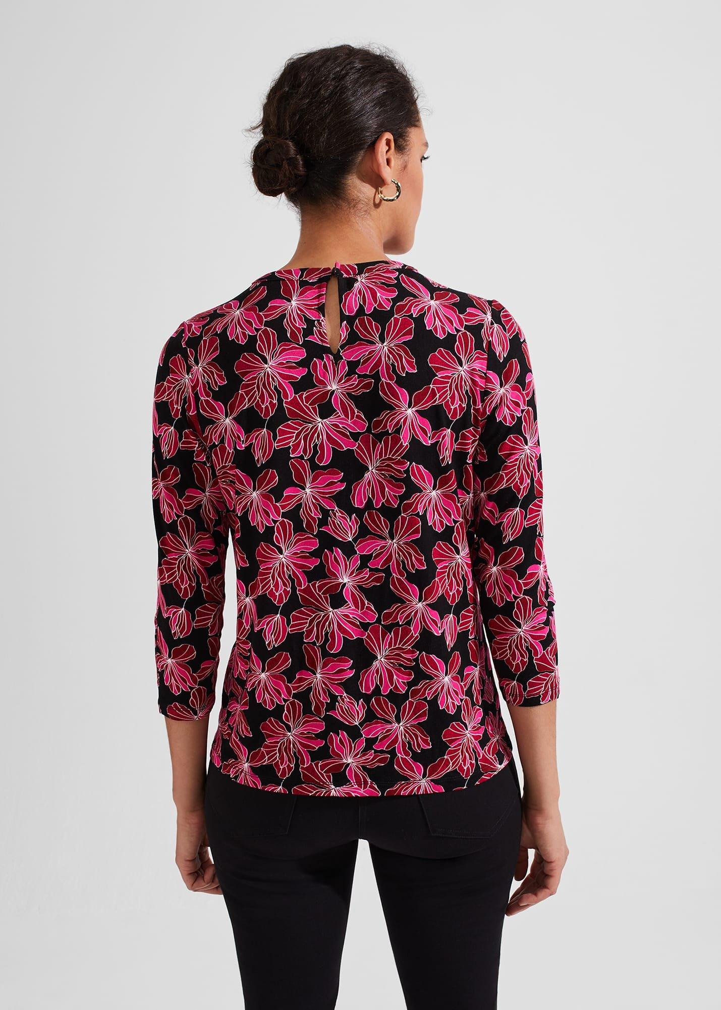 Julia Printed Top, Black Pink, hi-res
